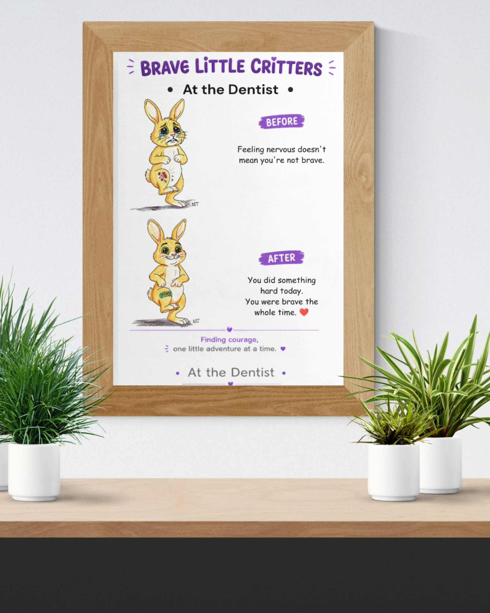 Brave Little Critters Encouragement Poster | Bunny Bandage Wall Art