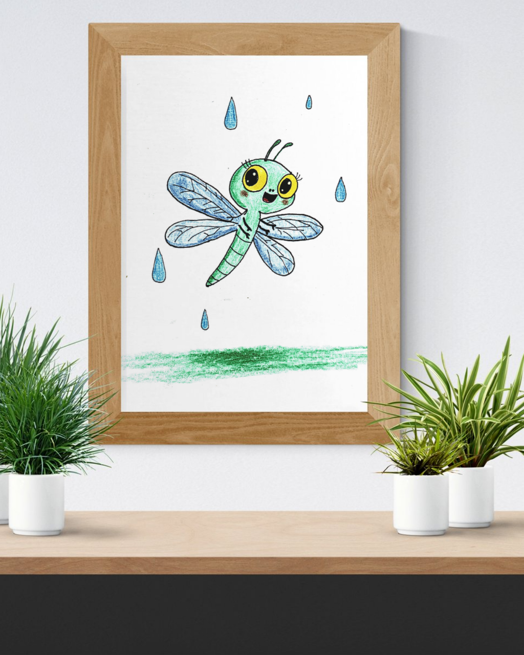 Betsy the Happy Dragonfly Art Print | Cute Dragonfly Nursery Wall Art | Kids Room Nature Decor