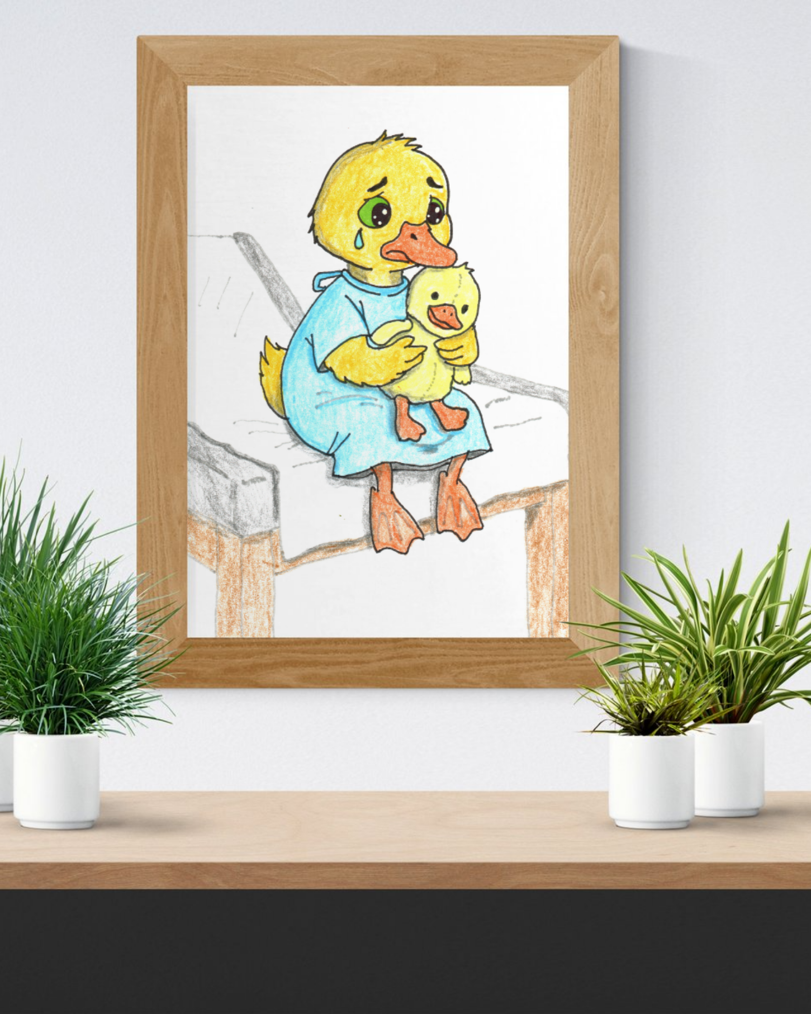 Brave Duck Doctor Visit Print | Hand Drawn Nursery Wall Art
