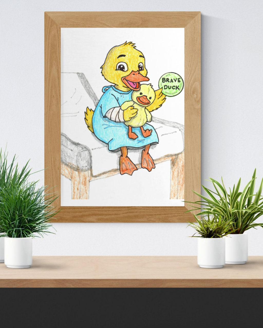 Brave Duck Badge Print | Hand Drawn Duck Nursery Wall Art