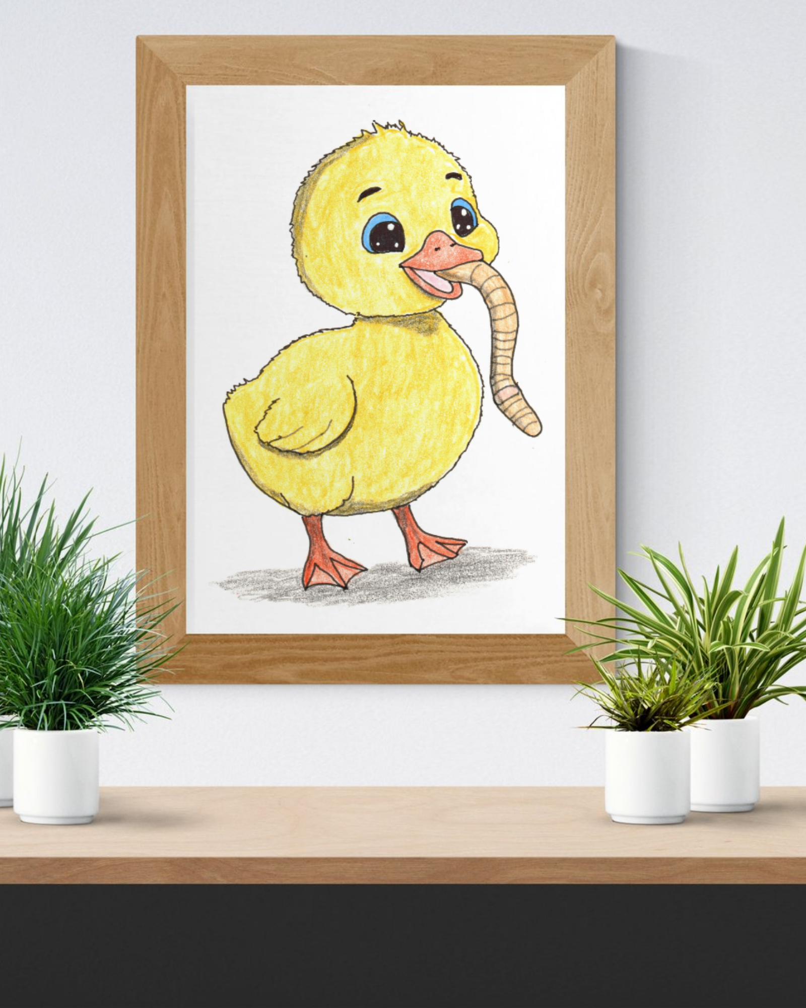 Happy Gosling Wall Art, Cute Baby Goose Print