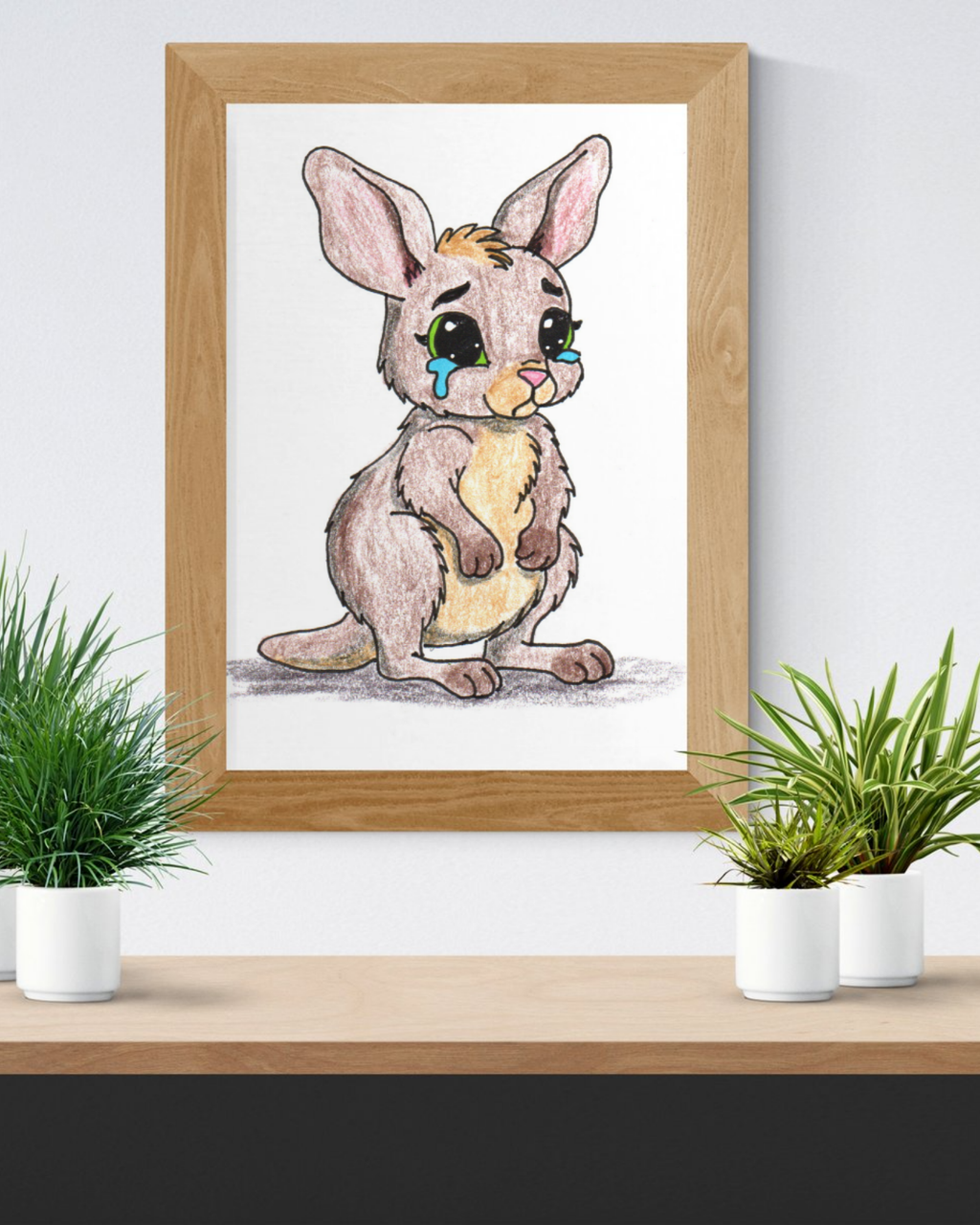 Joey Lost Her Mom | Hand-Drawn Baby Kangaroo Art Print | Cute Wall Decor
