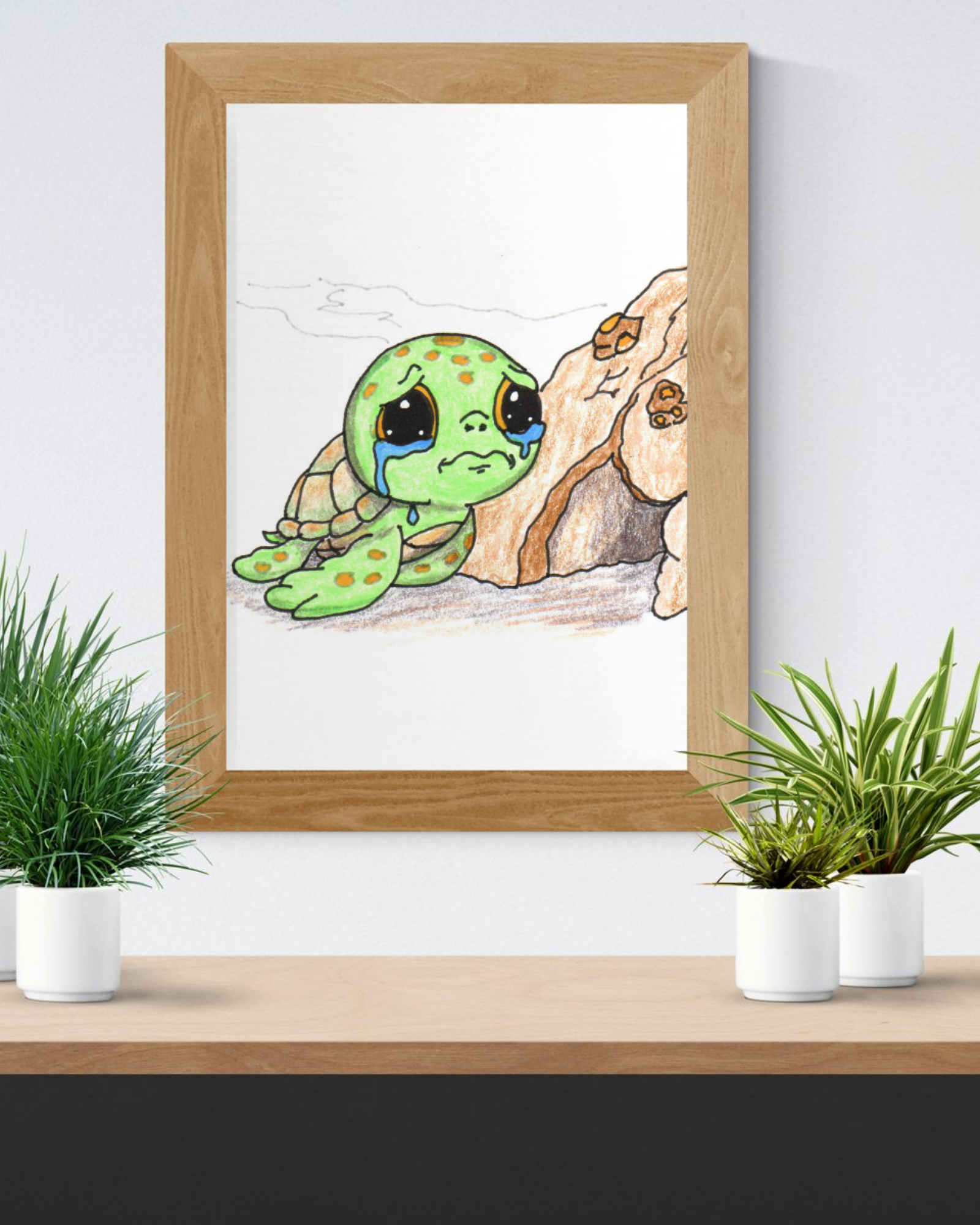 Sea Turtle Lost Her Best Friend | Hand Drawn Ocean Animal Print