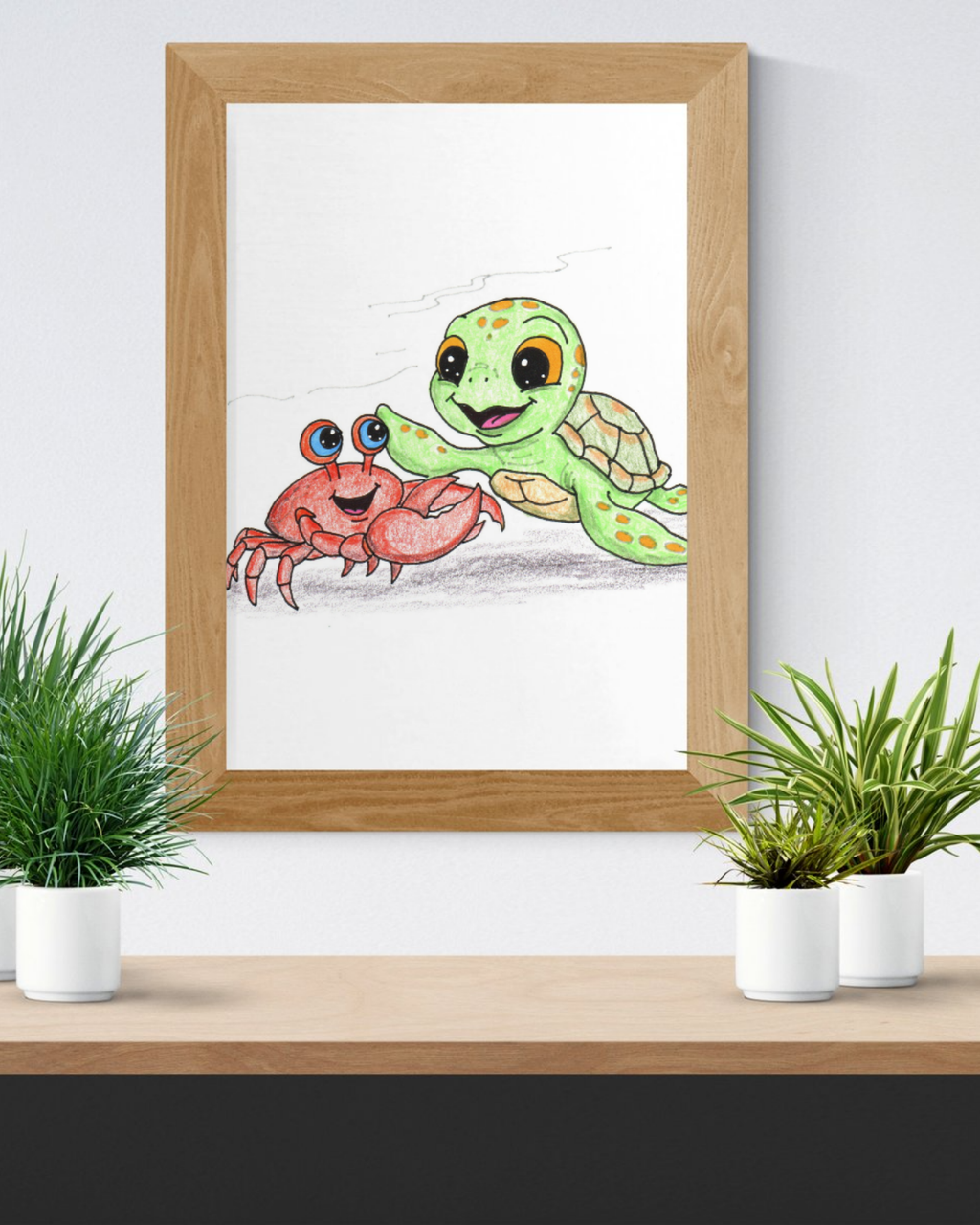 Sea Turtle Found Her Best Friend | Hand Drawn Ocean Animal Print