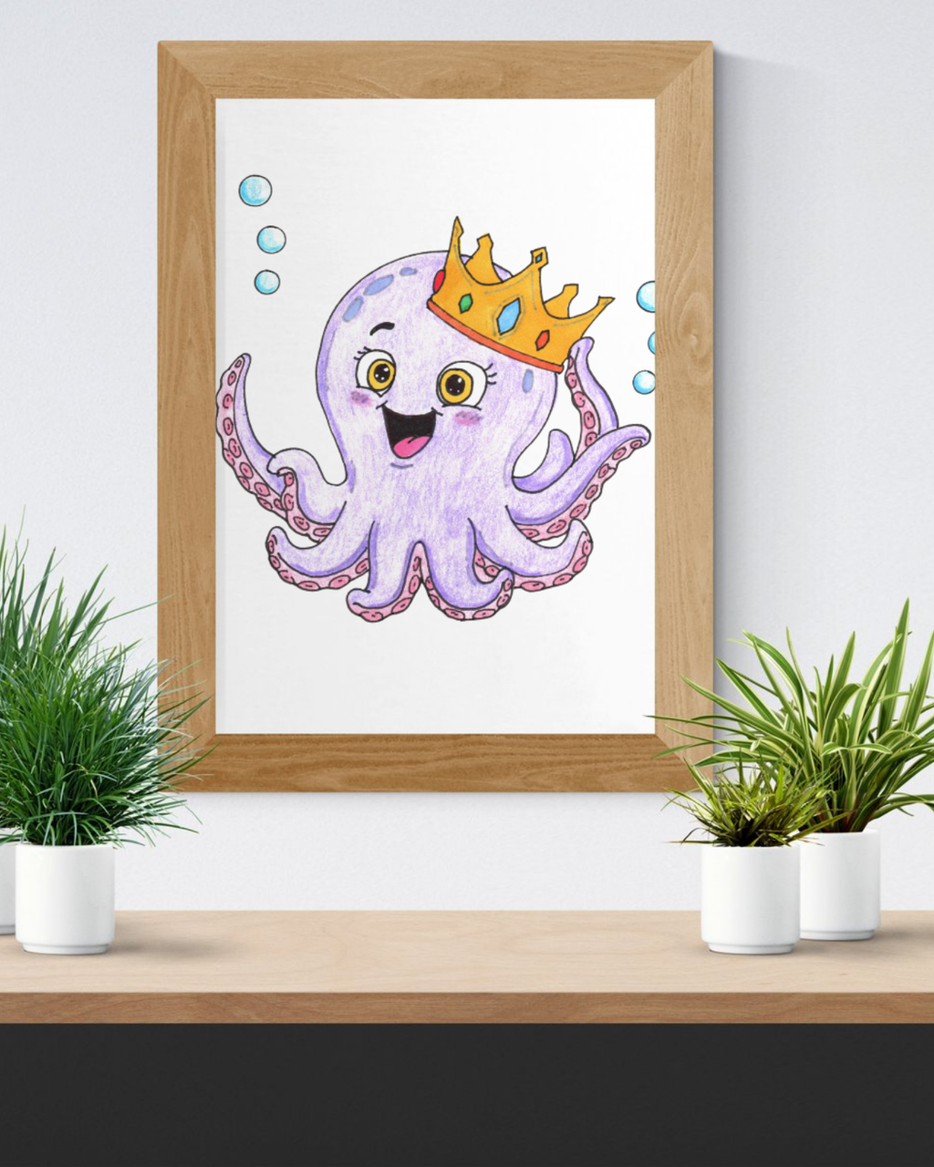 Happy Octopus Got Her Crown Back | Lost & Found Critters Octopus Print