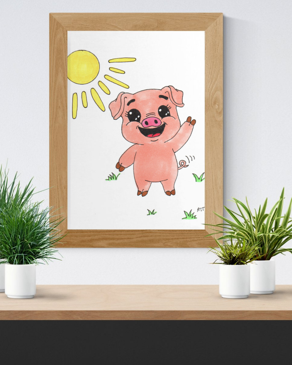 Penny Found Her Sunshine , Hand Drawn Farm Animal Wall Art,  Whimsical Country Illustration