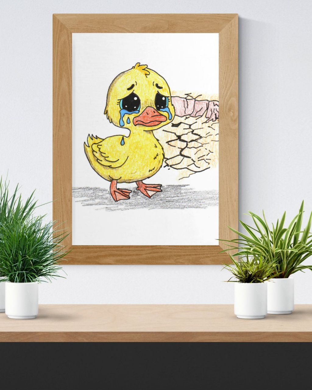 Duck Lost Her Pond Print, Sad Duck Wall Art, Hand Drawn Duck Print