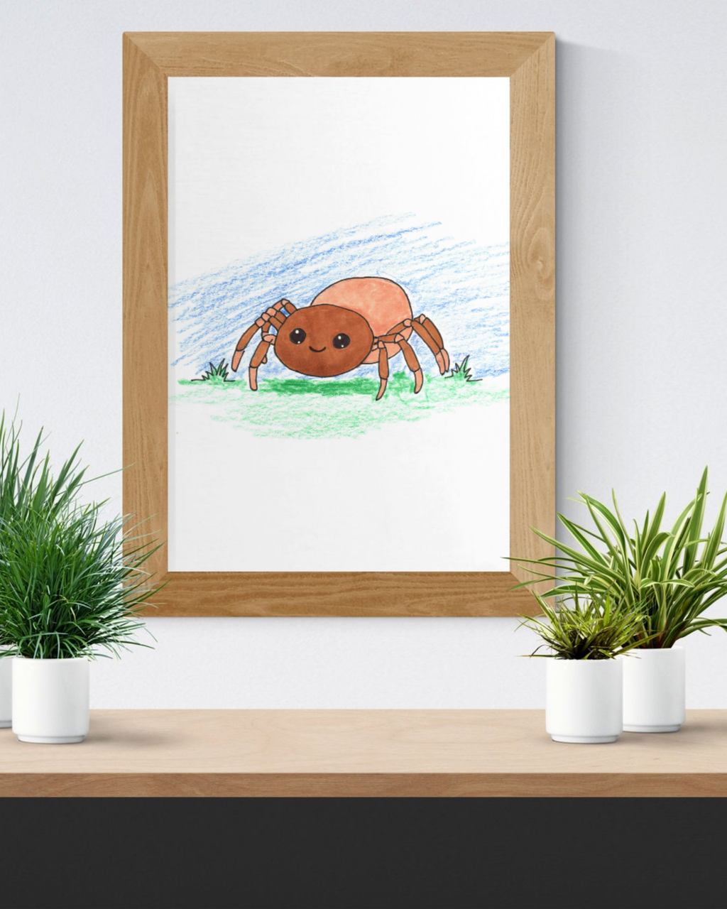 Timmy the Smiling Spider Wall Art | Cute Spider Nursery Print | Hand Drawn Spider Ar