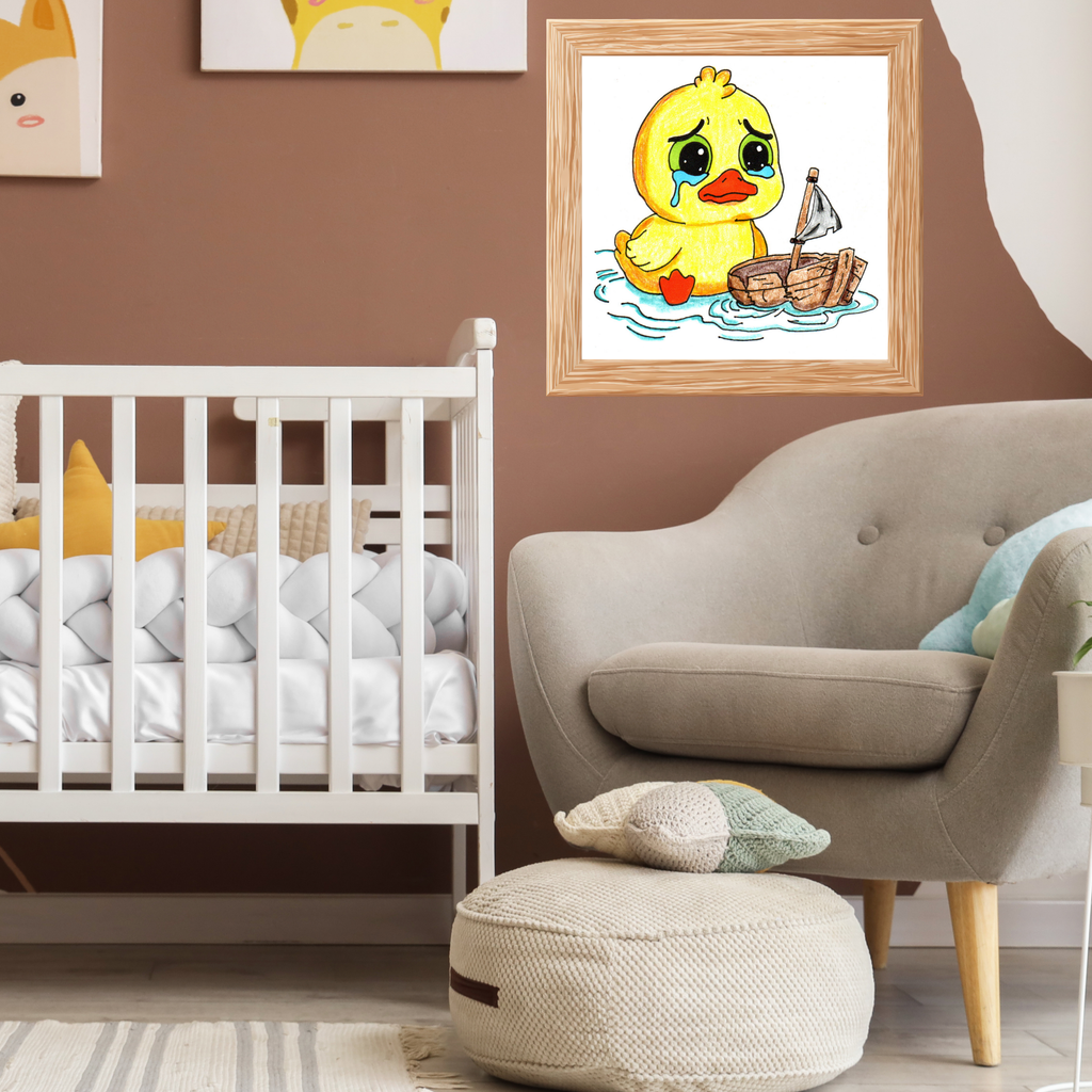 Sad Duckling with Broken Boat Print | Hand Drawn Lost & Found Critter Wall Art
