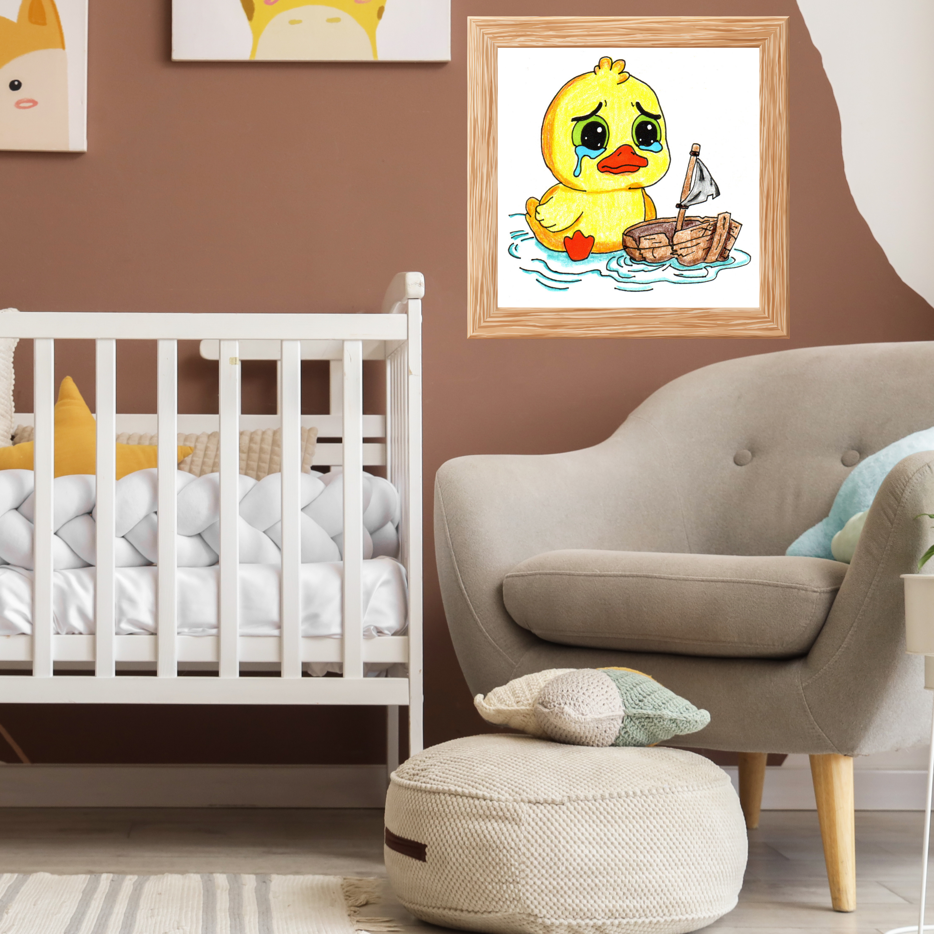 Sad Duckling with Broken Boat Print | Hand Drawn Lost & Found Critter Wall Art