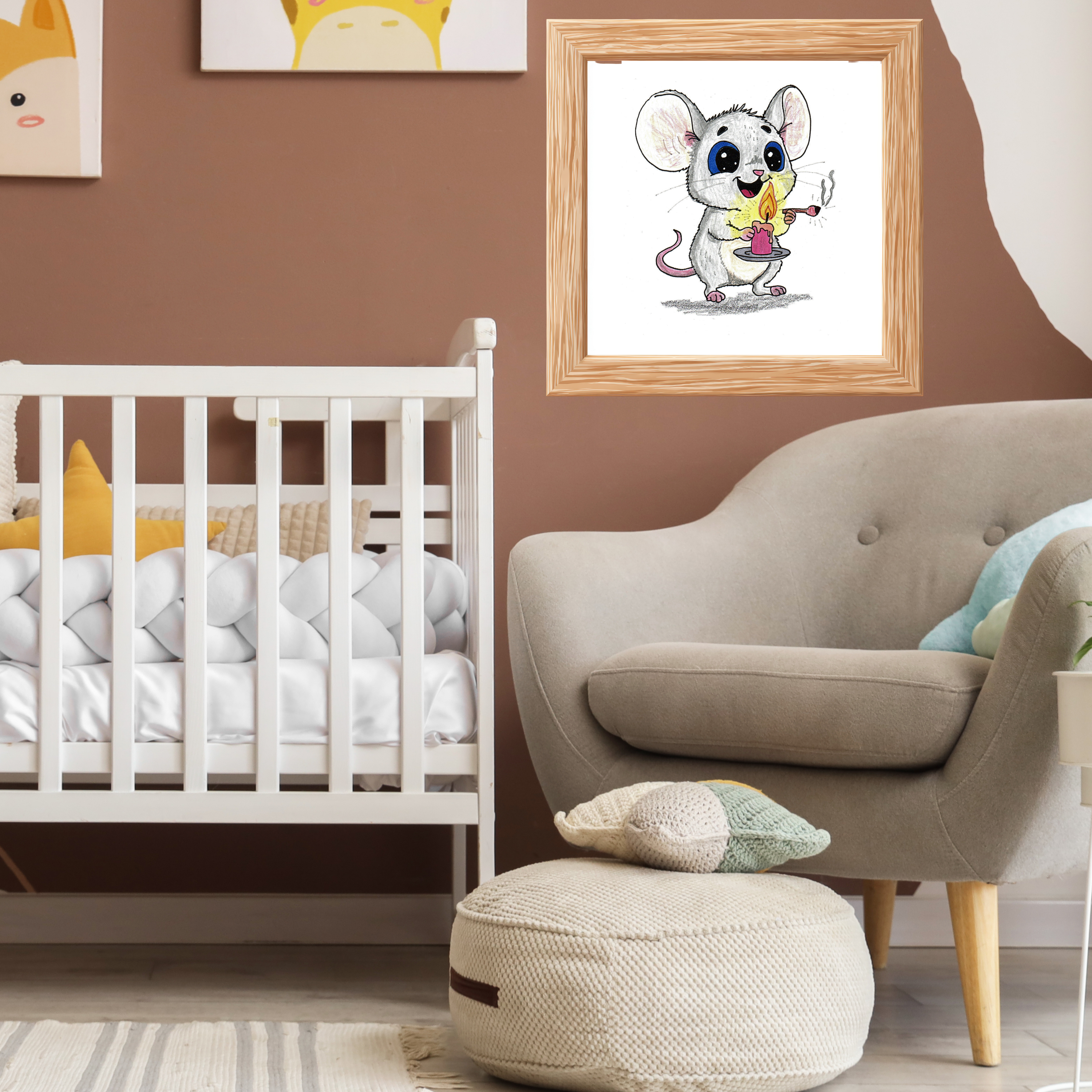 Mouse Found His Light Art Print | Lost & Found Critter Wall Decor | Hand Drawn Mouse Illustration