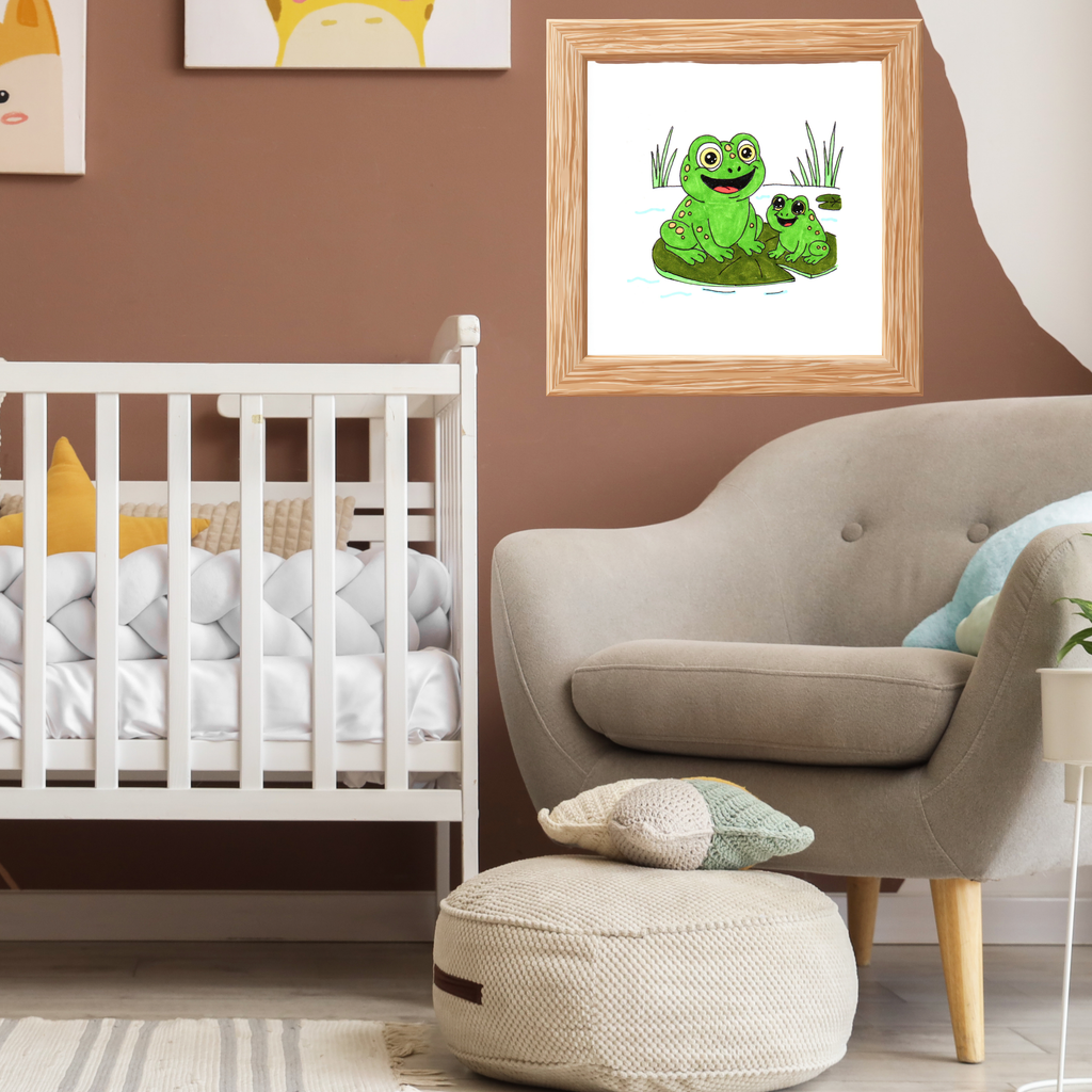 Lilly Pad New Frog Meets New Friend - Pond Printable Nursery Artwork Download