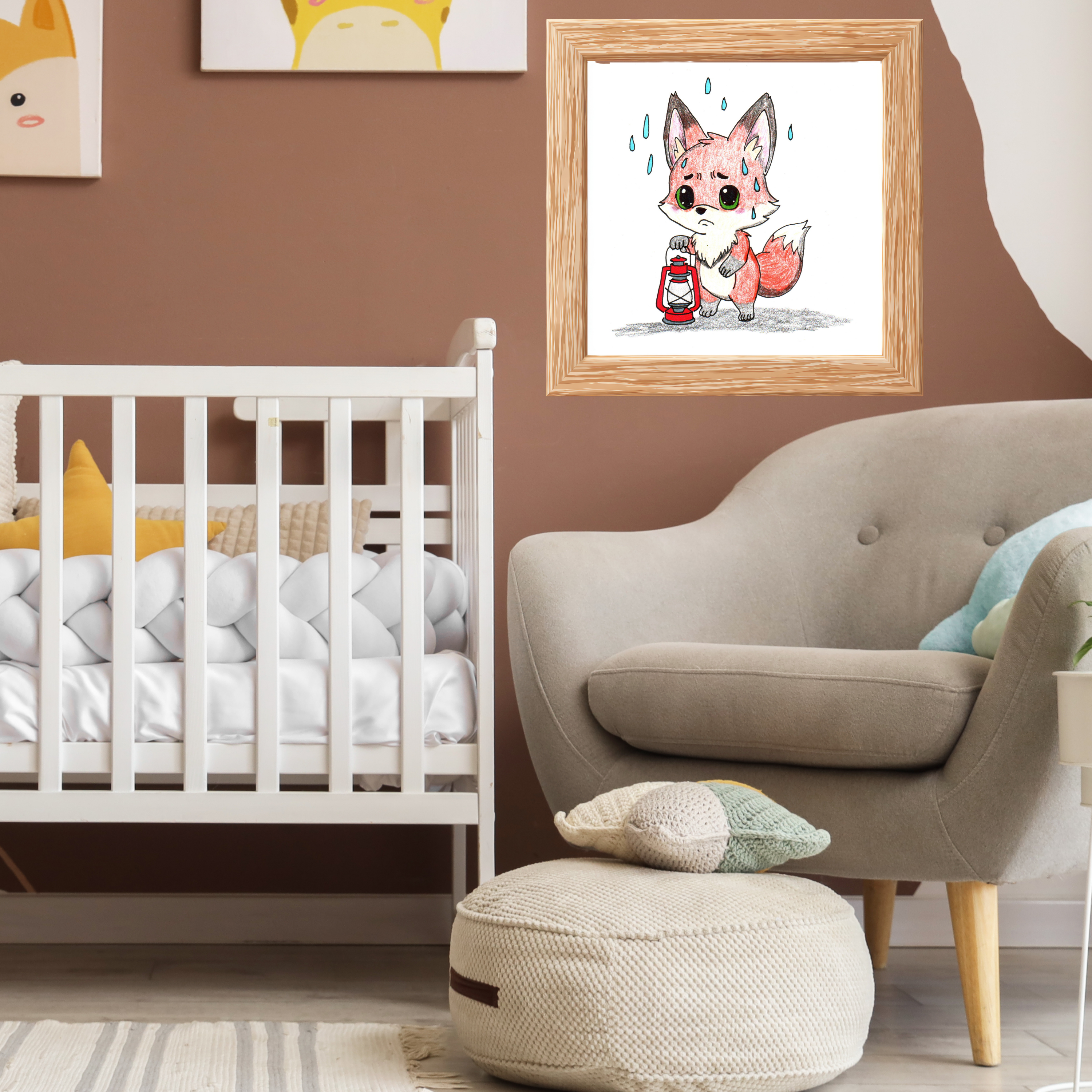 Lost Her Fire Fox Art Print | Hand Drawn Woodland Fox Wall Art | Lost & Found Critters