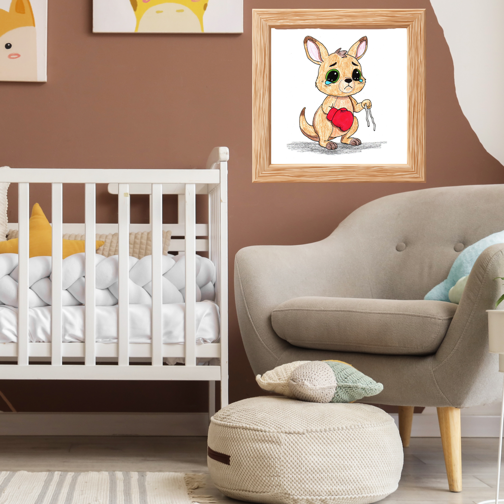 Lost & Found Kangaroo Print | She Lost It Boxing Kangaroo Wall Art | Hand Drawn Animal Decor