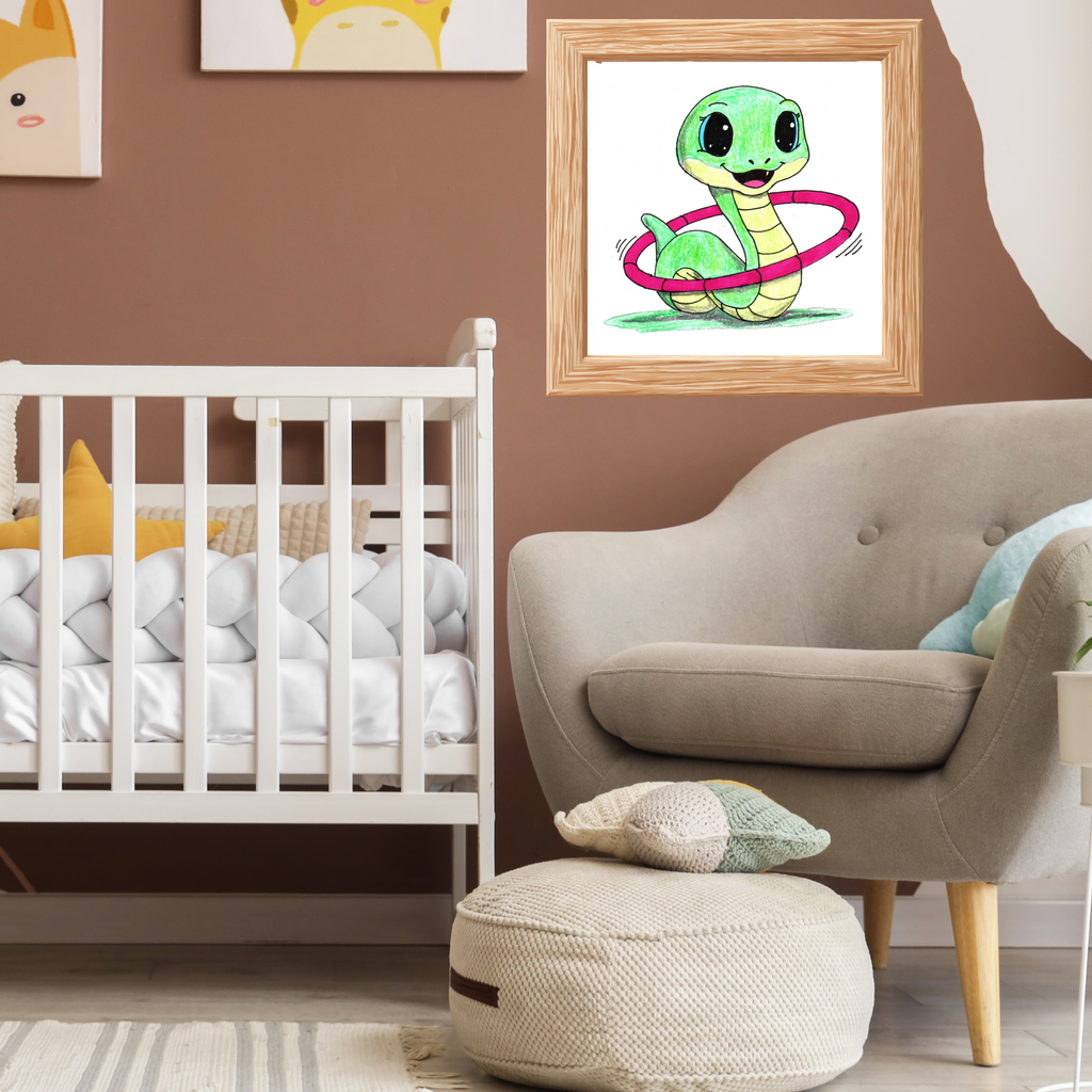 Snake Found Her Hula Hoop | Cute Snake Art Print | Hand Drawn Animal Wall Art |