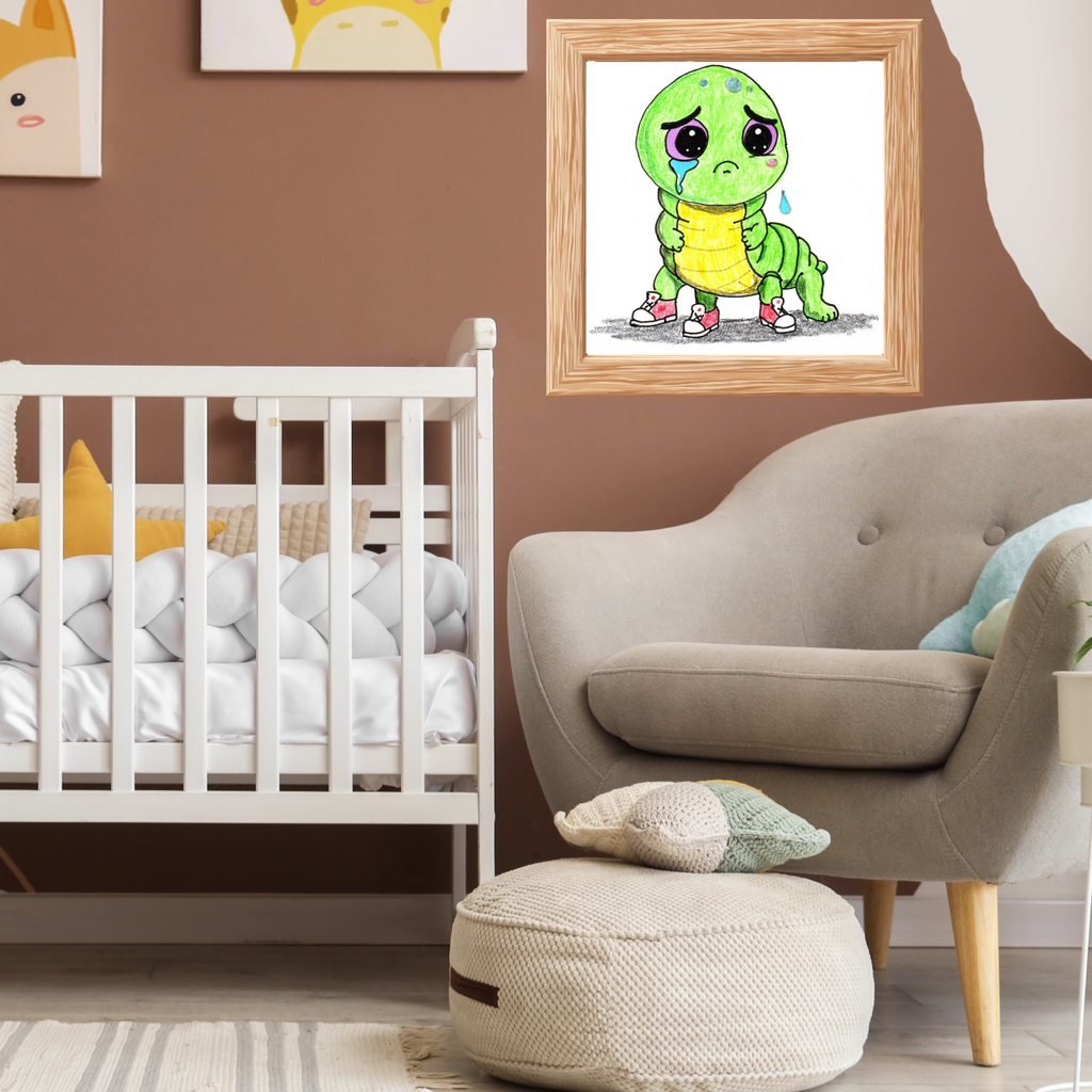 Lost Shoe Inchworm Print | Hand Drawn Cute Inchworm Wall Art