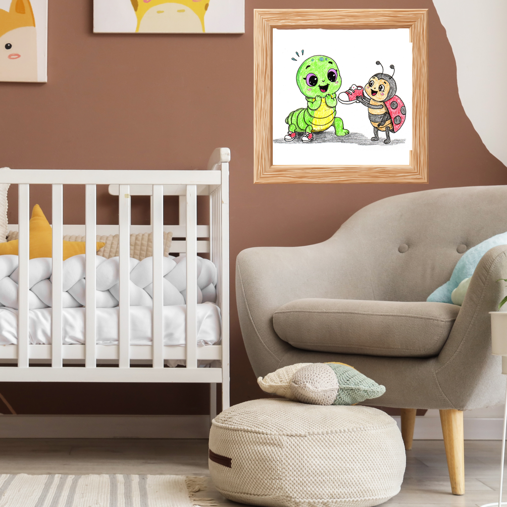 Inchworm Found Her Tiny Shoe Art Print | Ladybug Friendship