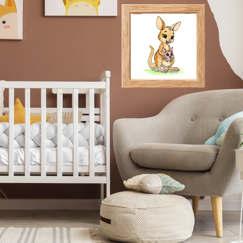 She Found Her Mom Kangaroo | Australian Nursery Wall Art Print | Hand Drawn Kangaroo Art