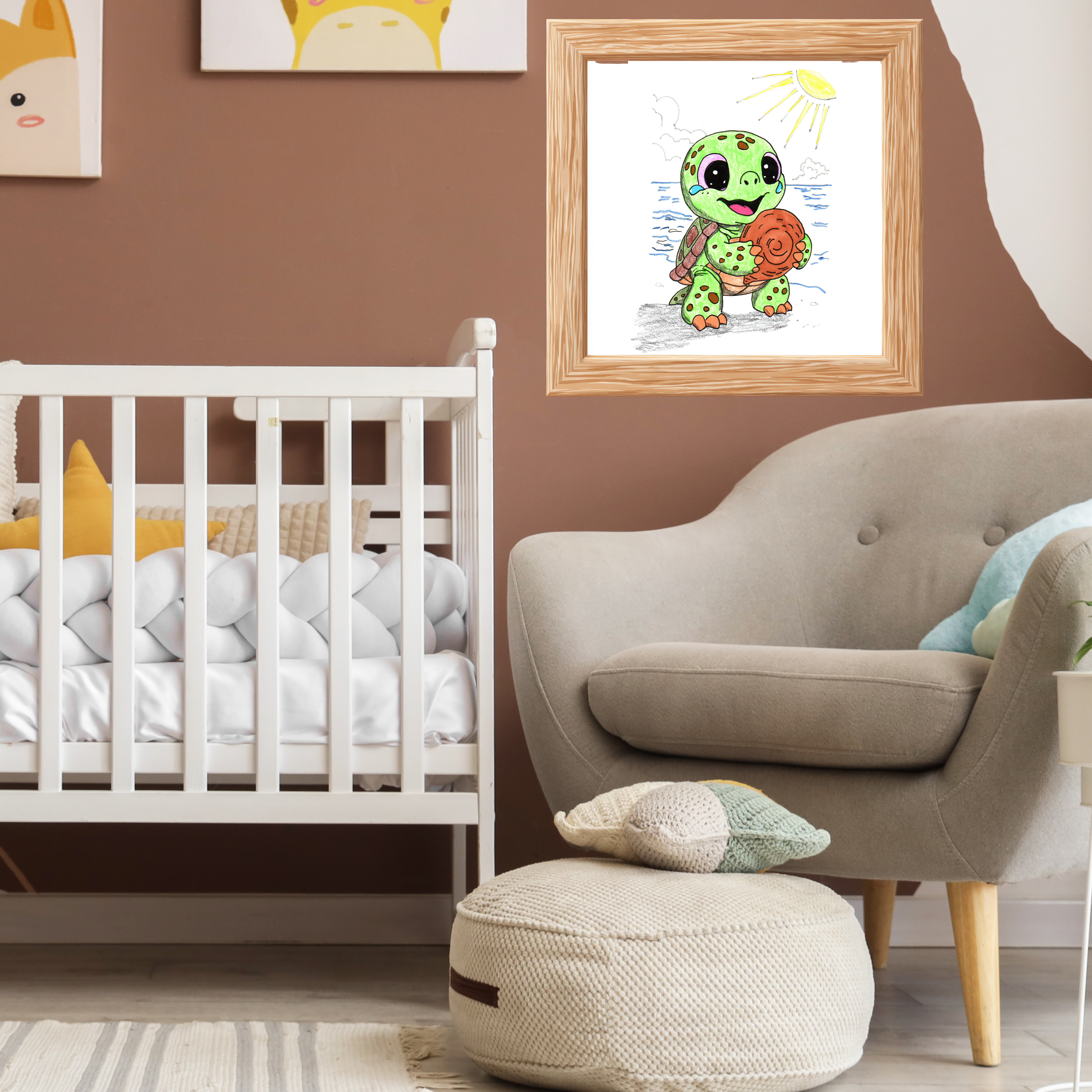 Sea Turtle Found Her Shell Print, Ocean Nursery Story Wall Decor
