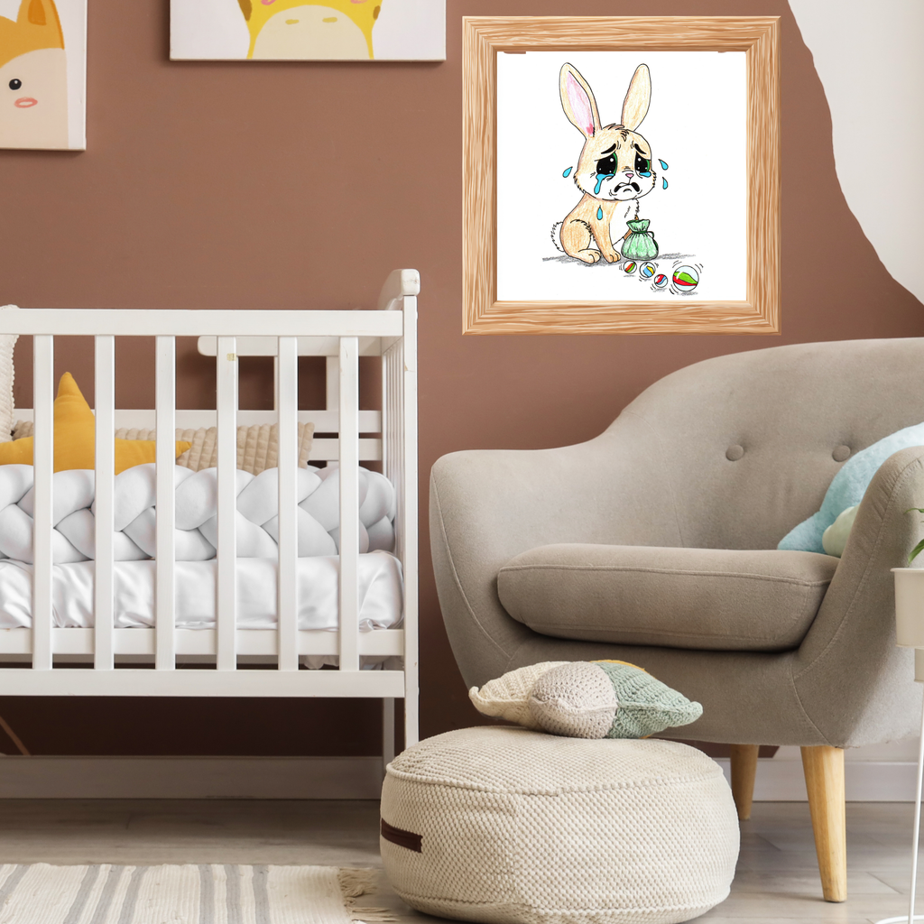 Lost Her Marbles Rabbit Art Print | Hand Drawn Bunny Wall Decor |