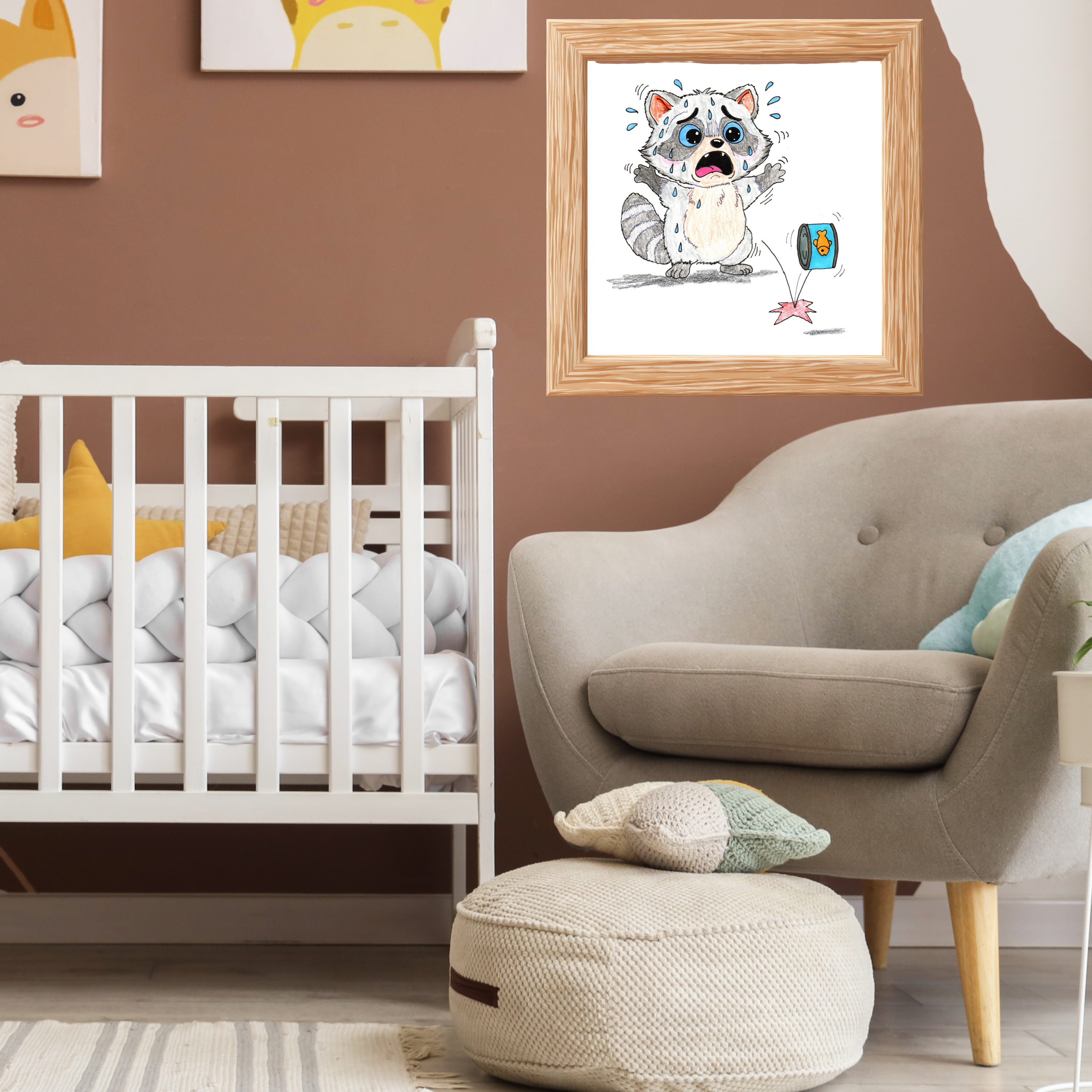 Lost Tuna Can Raccoon Print | Hand Drawn Raccoon Wall Art | Lost and Found Critter