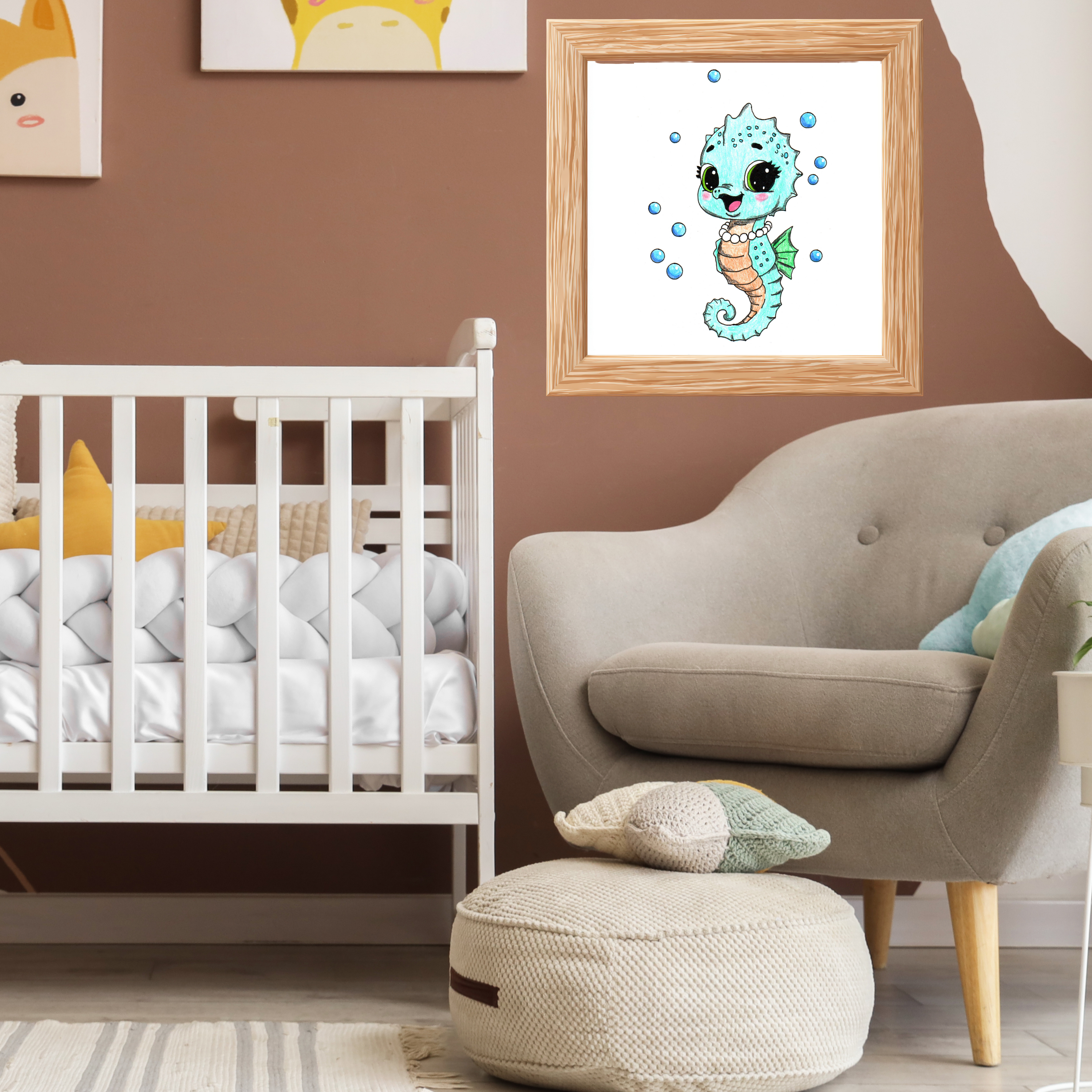 She Found Every Pearl! Seahorse Art Print | Hand-Drawn Seahorse Gift