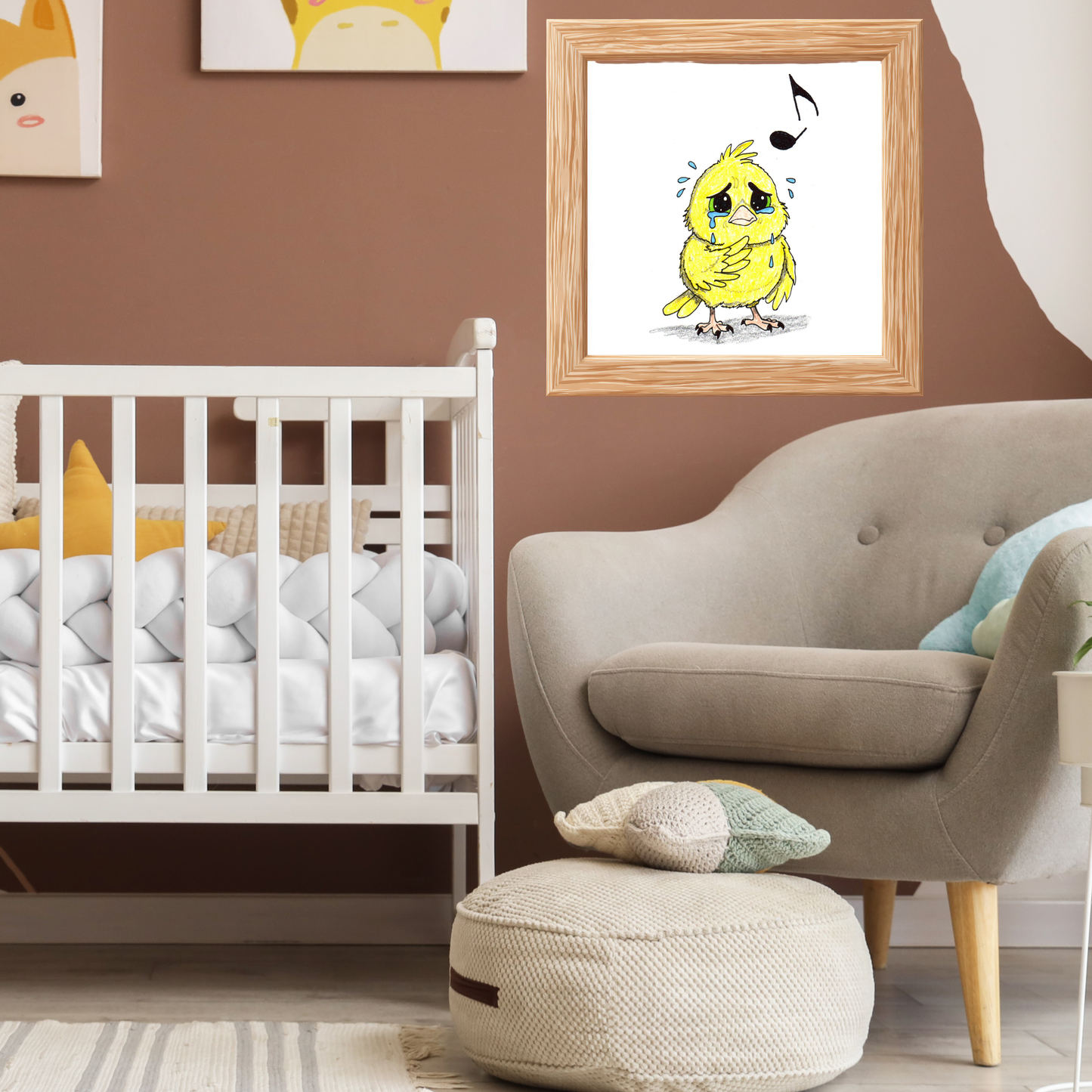 Sad Canary Lost Her Song Art Print | Hand Drawn Bird Wall Decor