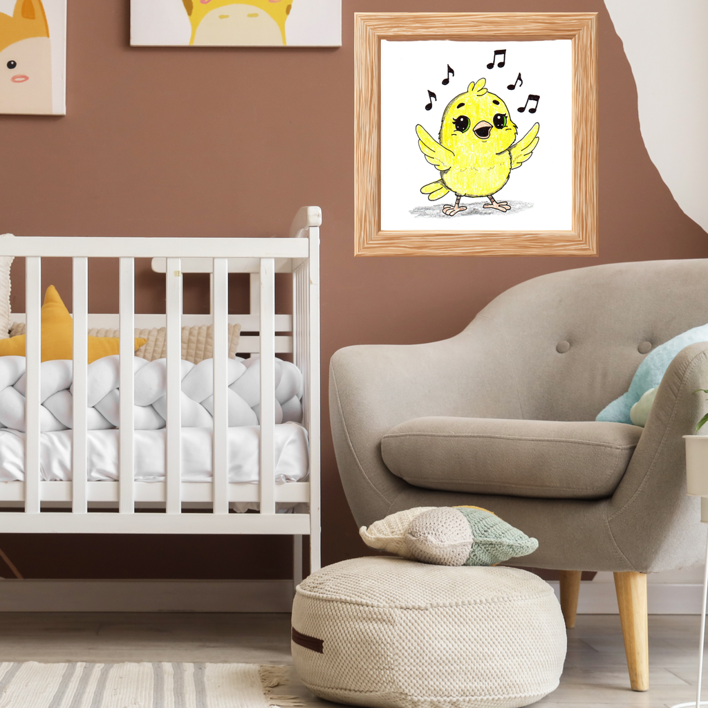 Happy Canary Found Her Song Art Print | Hand Drawn Bird Wall Decor |