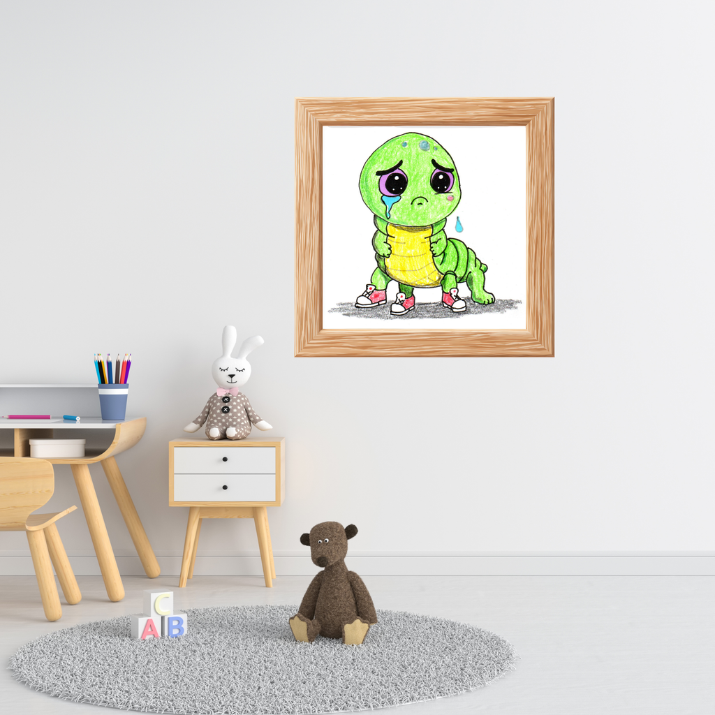 Lost Shoe Inchworm Print | Hand Drawn Cute Inchworm Wall Art
