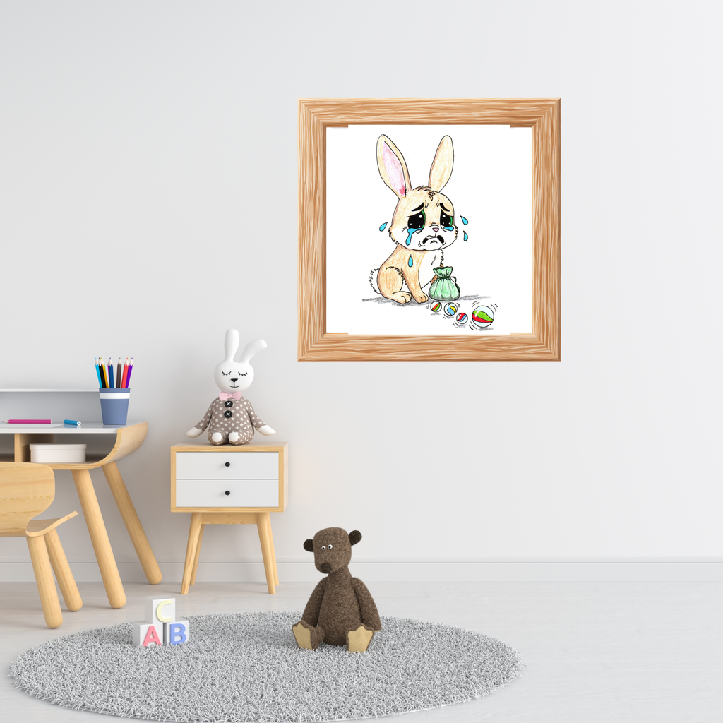 Lost Her Marbles Rabbit Art Print | Hand Drawn Bunny Wall Decor |
