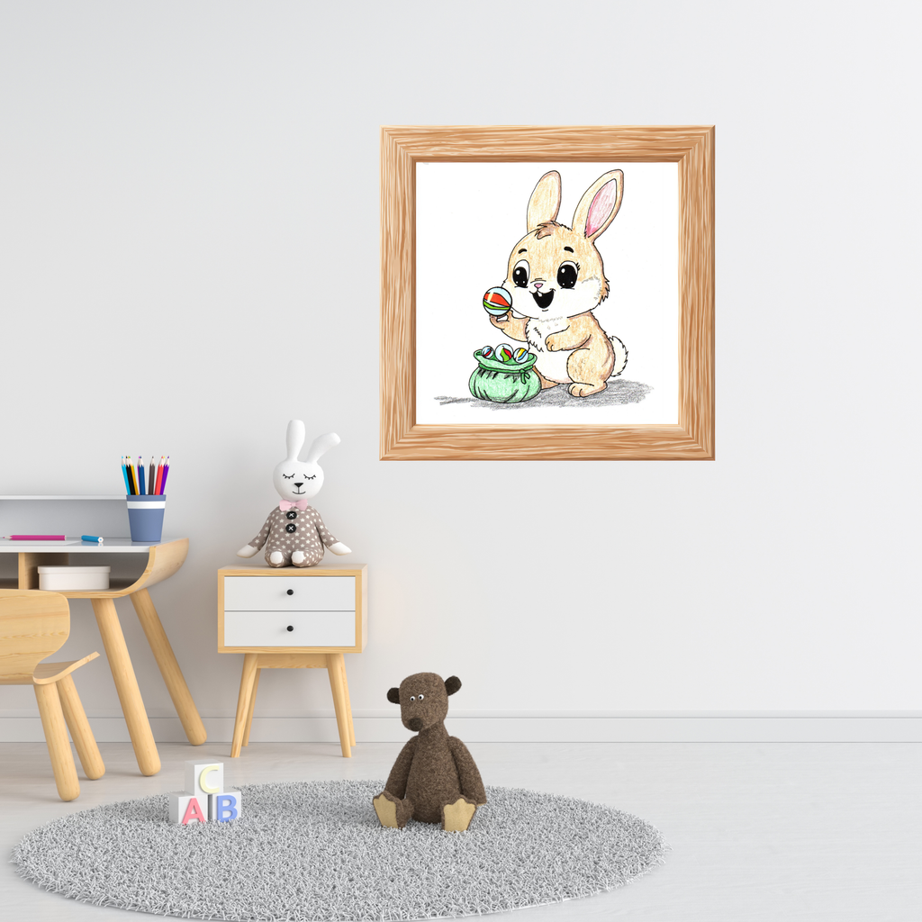 Found Her Marbles Rabbit Art Print | Hand Drawn Bunny Wall Decor