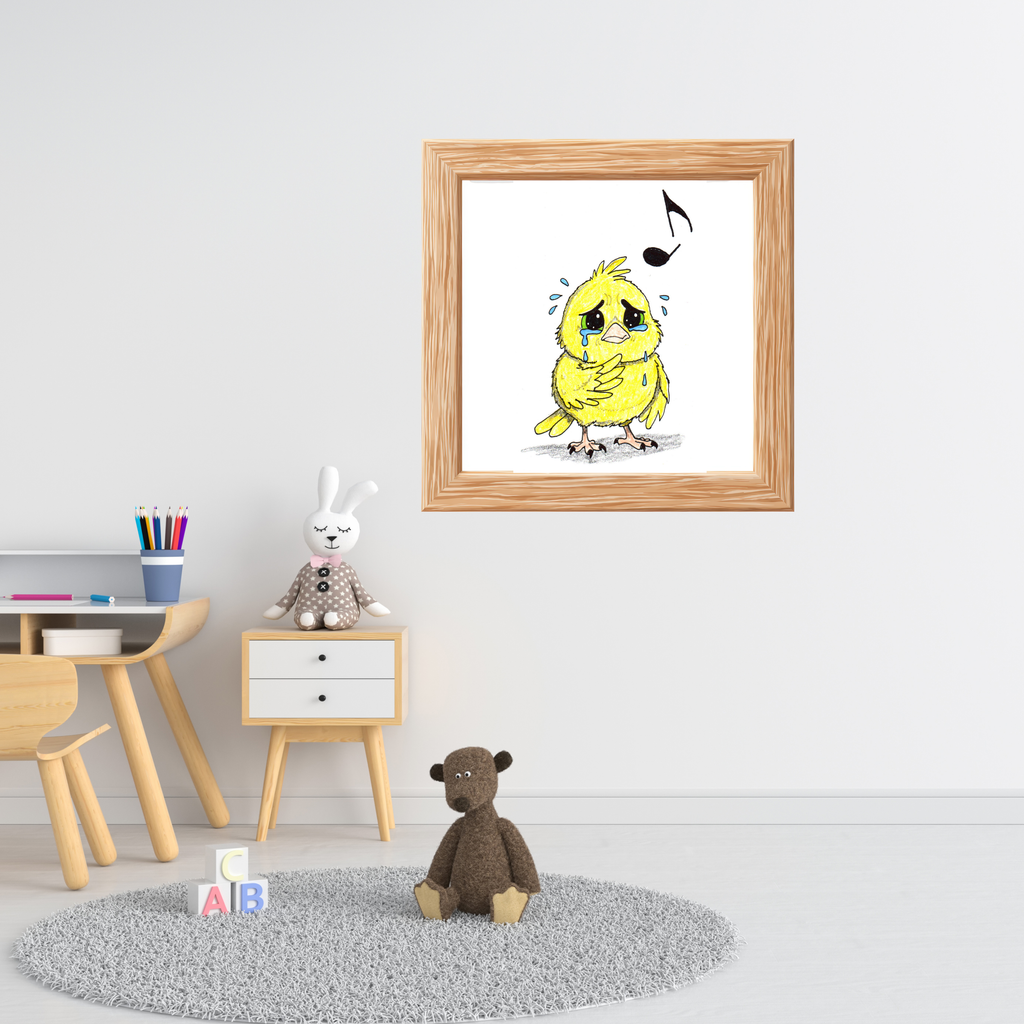 Sad Canary Lost Her Song Art Print | Hand Drawn Bird Wall Decor