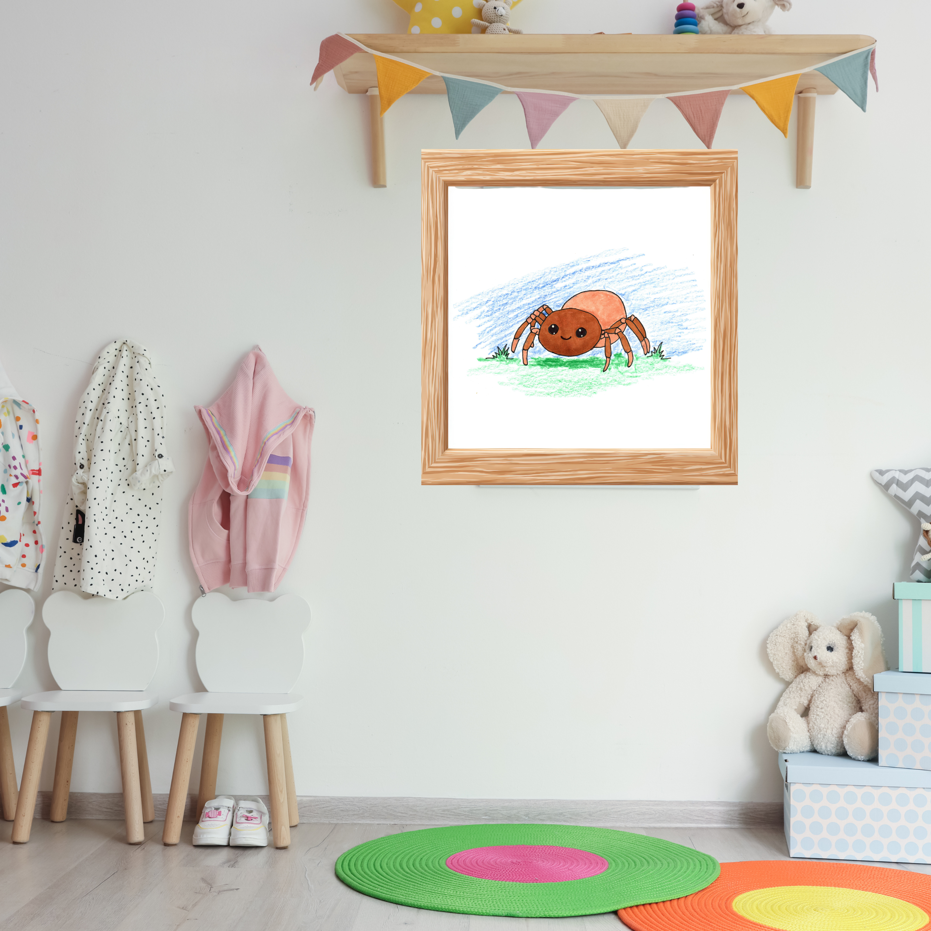 Timmy the Smiling Spider Wall Art | Cute Spider Nursery Print | Hand Drawn Spider Ar