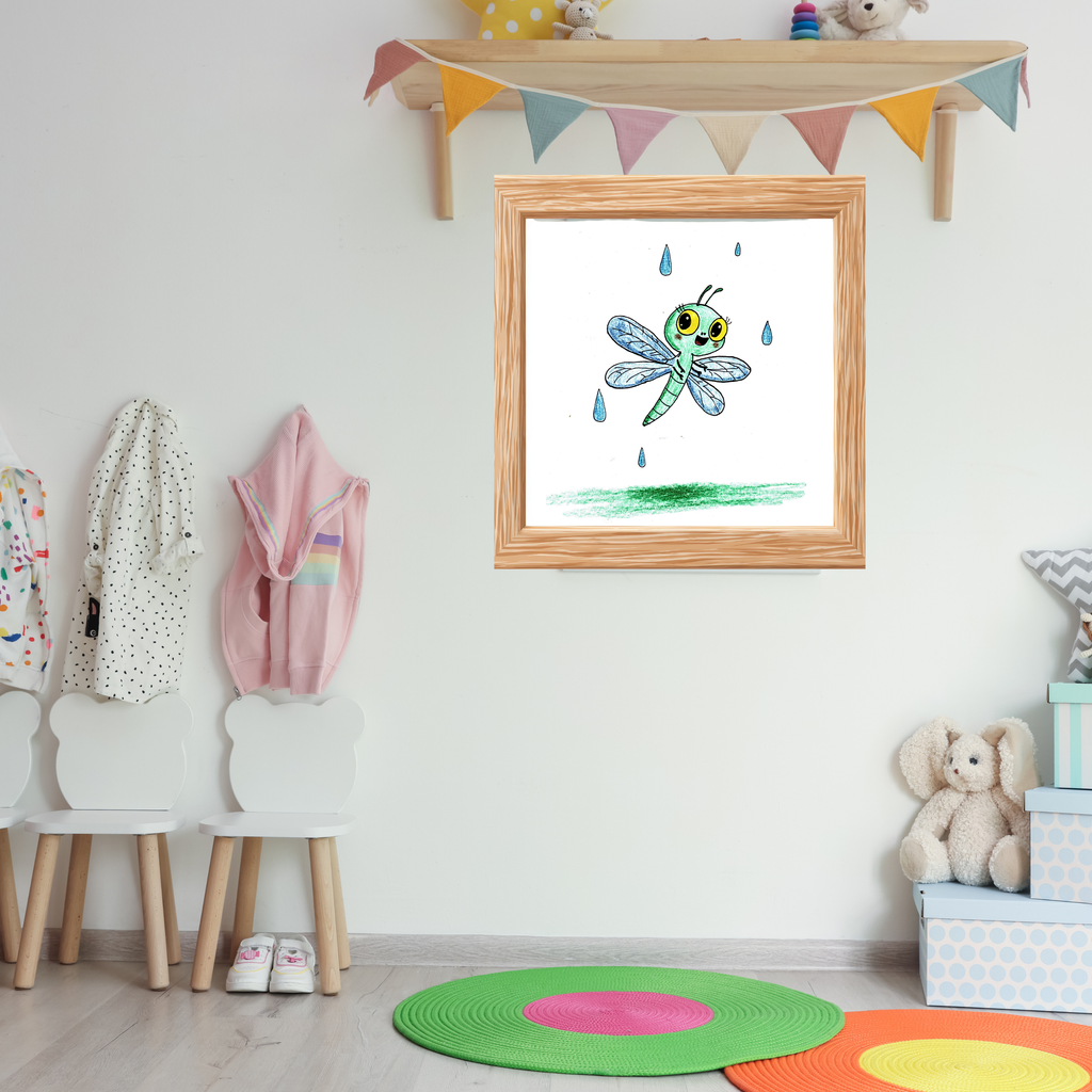 Betsy the Happy Dragonfly Art Print | Cute Dragonfly Nursery Wall Art | Kids Room Nature Decor