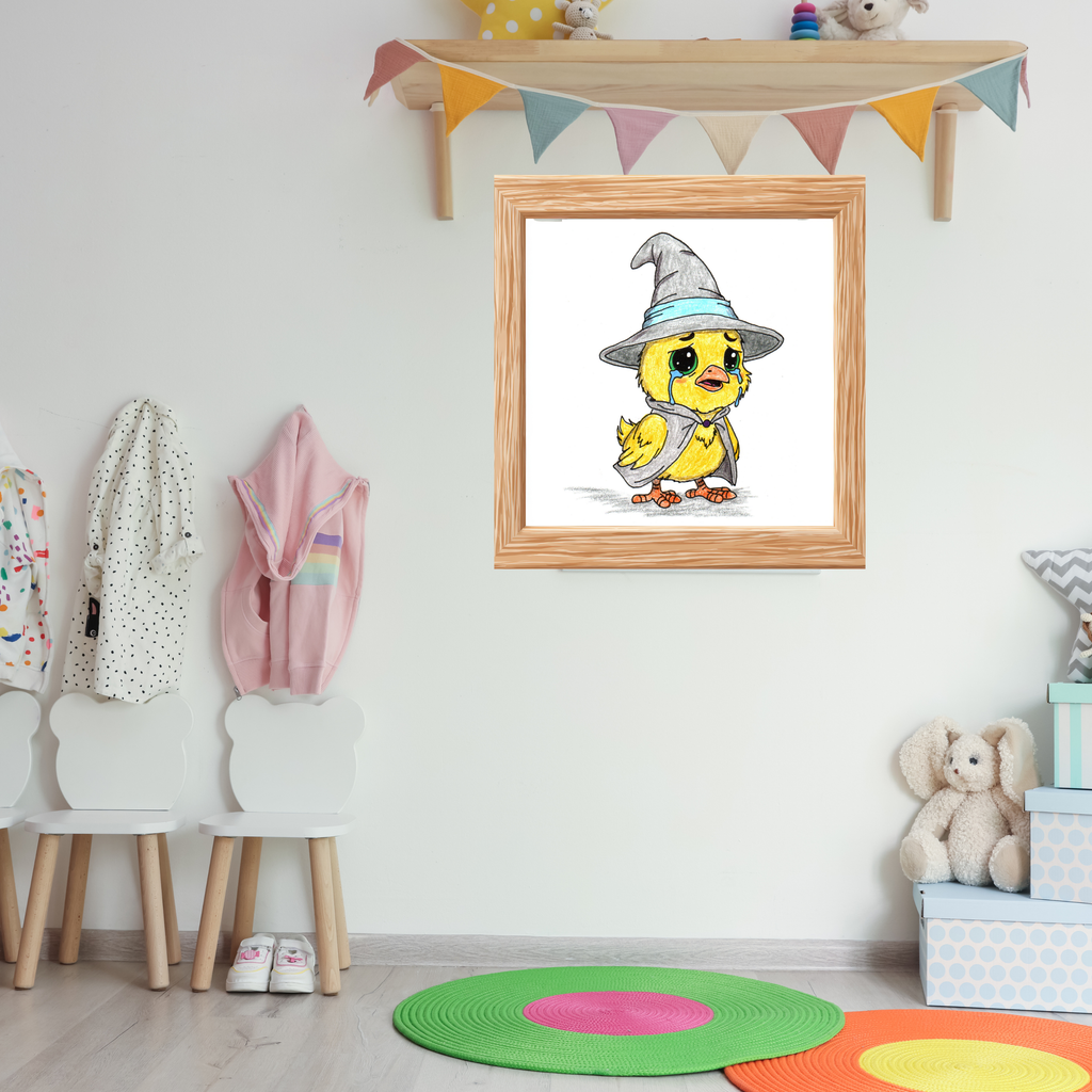 Wizard Chick Lost Her Magic Wand Print | Hand Drawn Fantasy Bird Wall Art