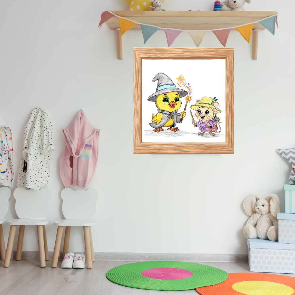 Wizard Chick Found Her Magic Wand | Hand Drawn Baby Chick Fantasy Art Print