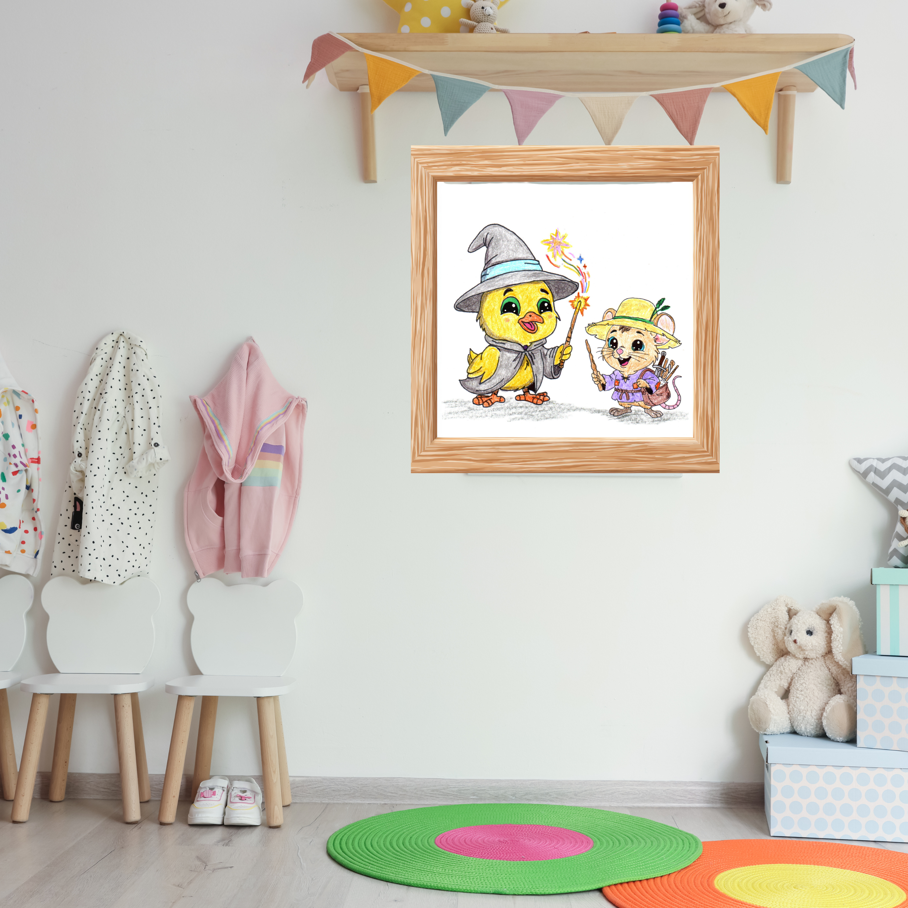 Wizard Chick Found Her Magic Wand | Hand Drawn Baby Chick Fantasy Art Print
