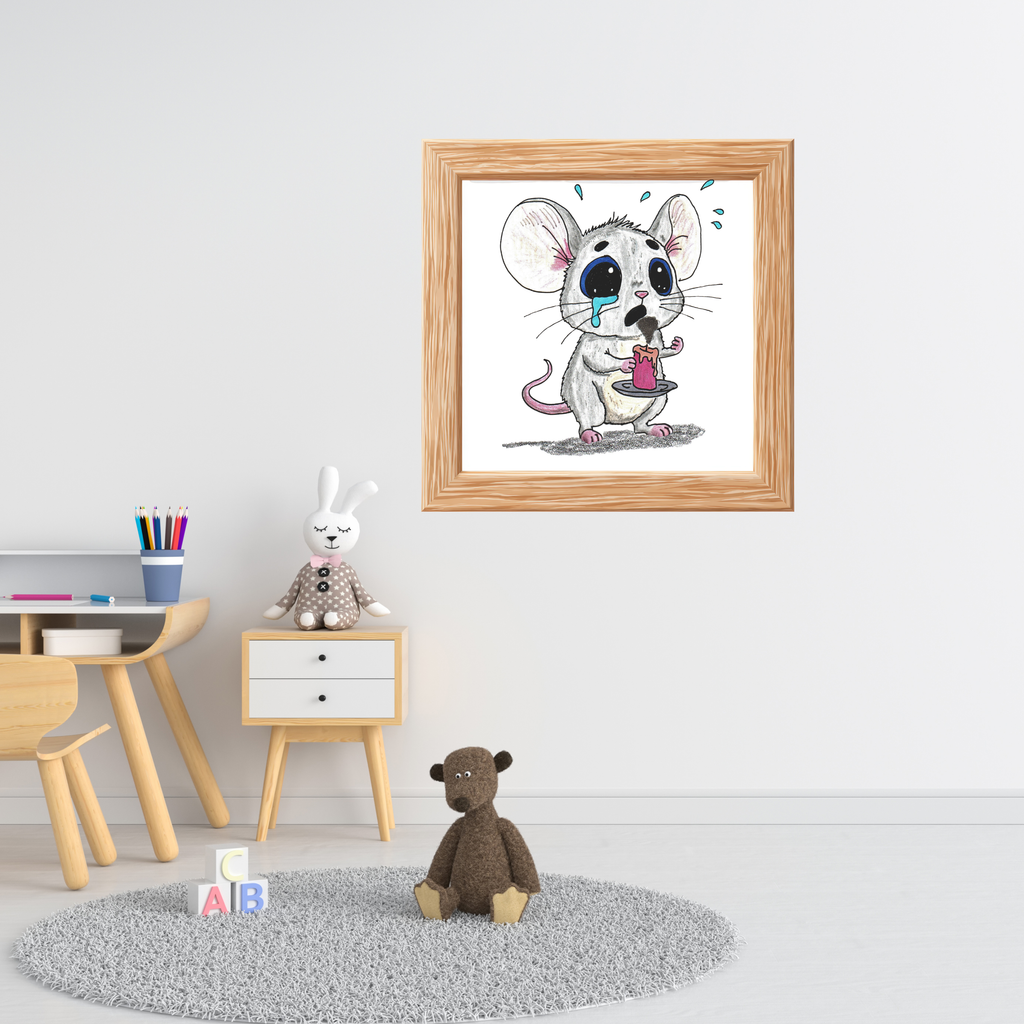 Sad Mouse Lost His Candle Art Print | Lost & Found Critter Wall Decor