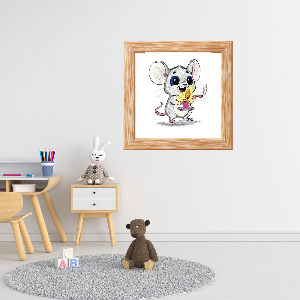 Mouse Found His Light Art Print | Lost & Found Critter Wall Decor | Hand Drawn Mouse Illustration