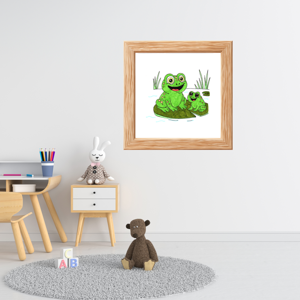 Lilly Pad New Frog Meets New Friend - Pond Printable Nursery Artwork Download