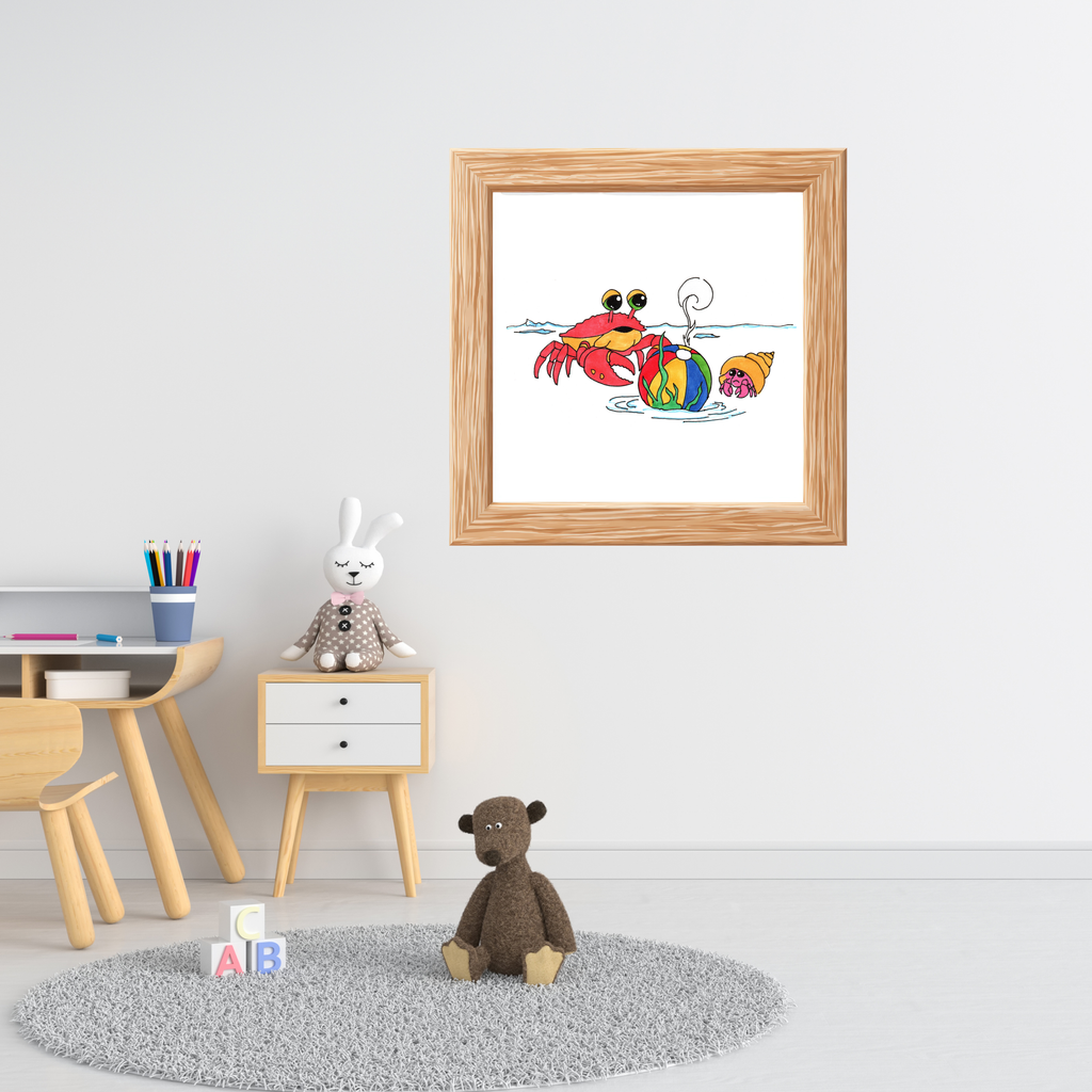 Crab - Recovered But at What Cost Print, Hand Drawn Crab Beach Art, Ocean Story Illustration, Coastal Nursery Decor
