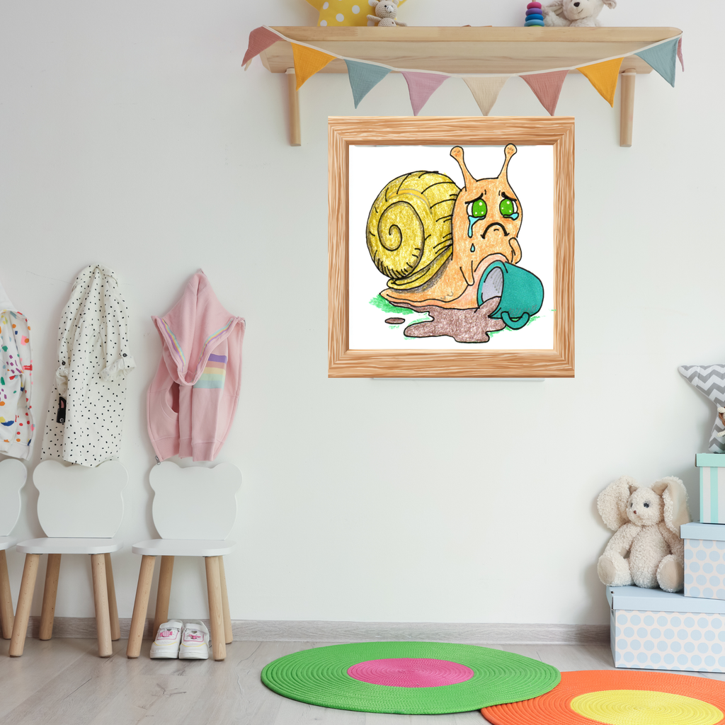 Sad Snail Spilled Her Coffee Wall Art Print | Hand Drawn Snail Print