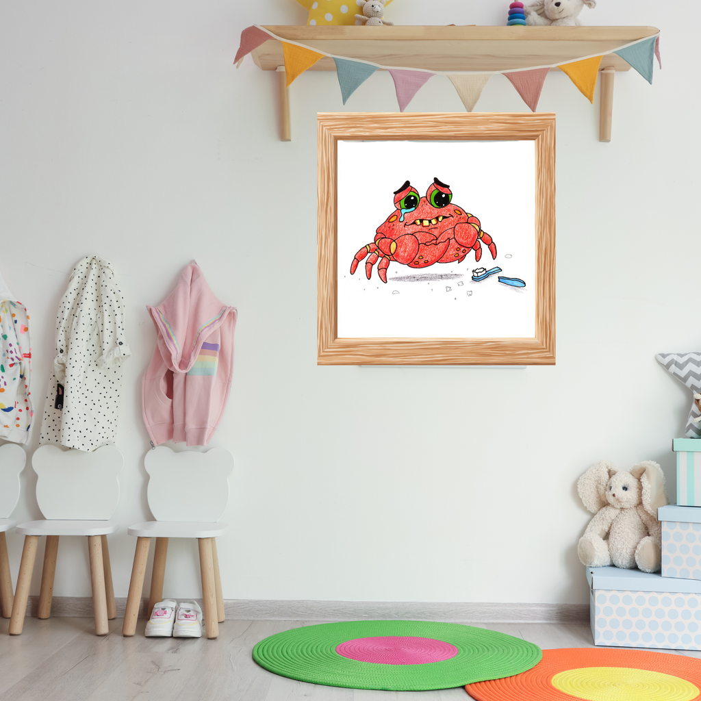Sad Crab Lost His Toothbrush | Brave Little Critters Wall Art