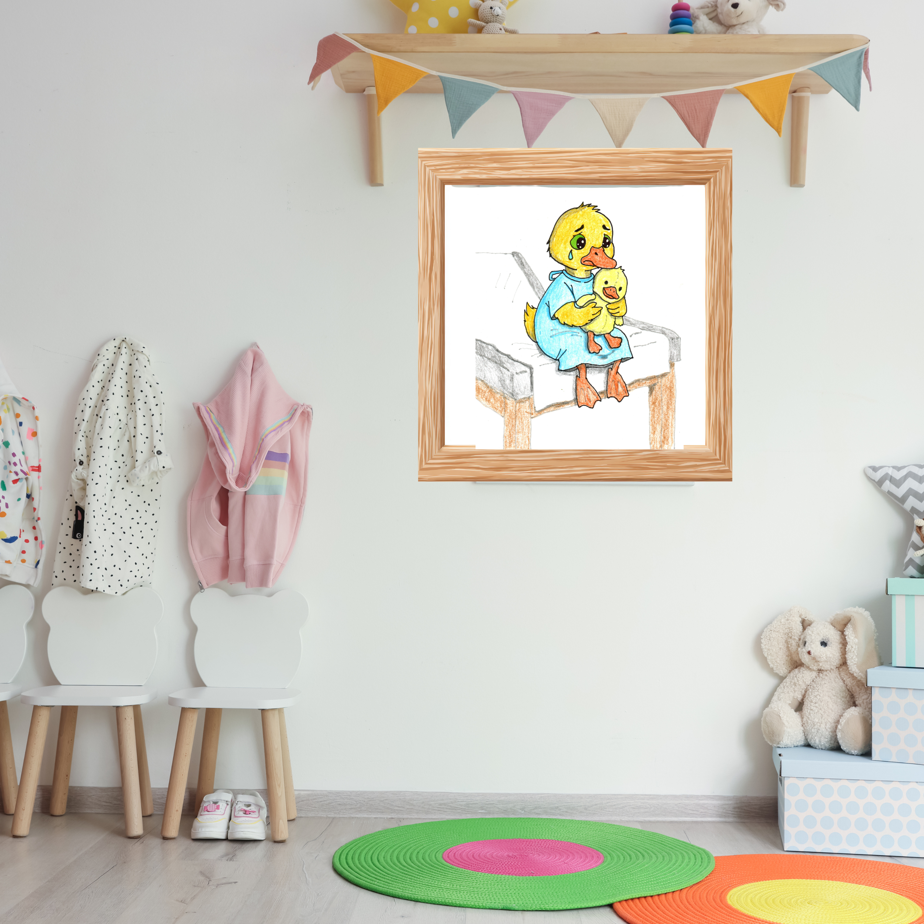 Brave Duck Doctor Visit Print | Hand Drawn Nursery Wall Art
