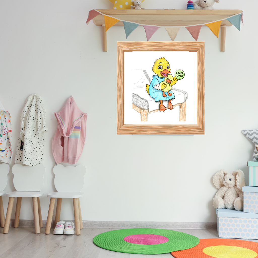 Brave Duck Badge Print | Hand Drawn Duck Nursery Wall Art