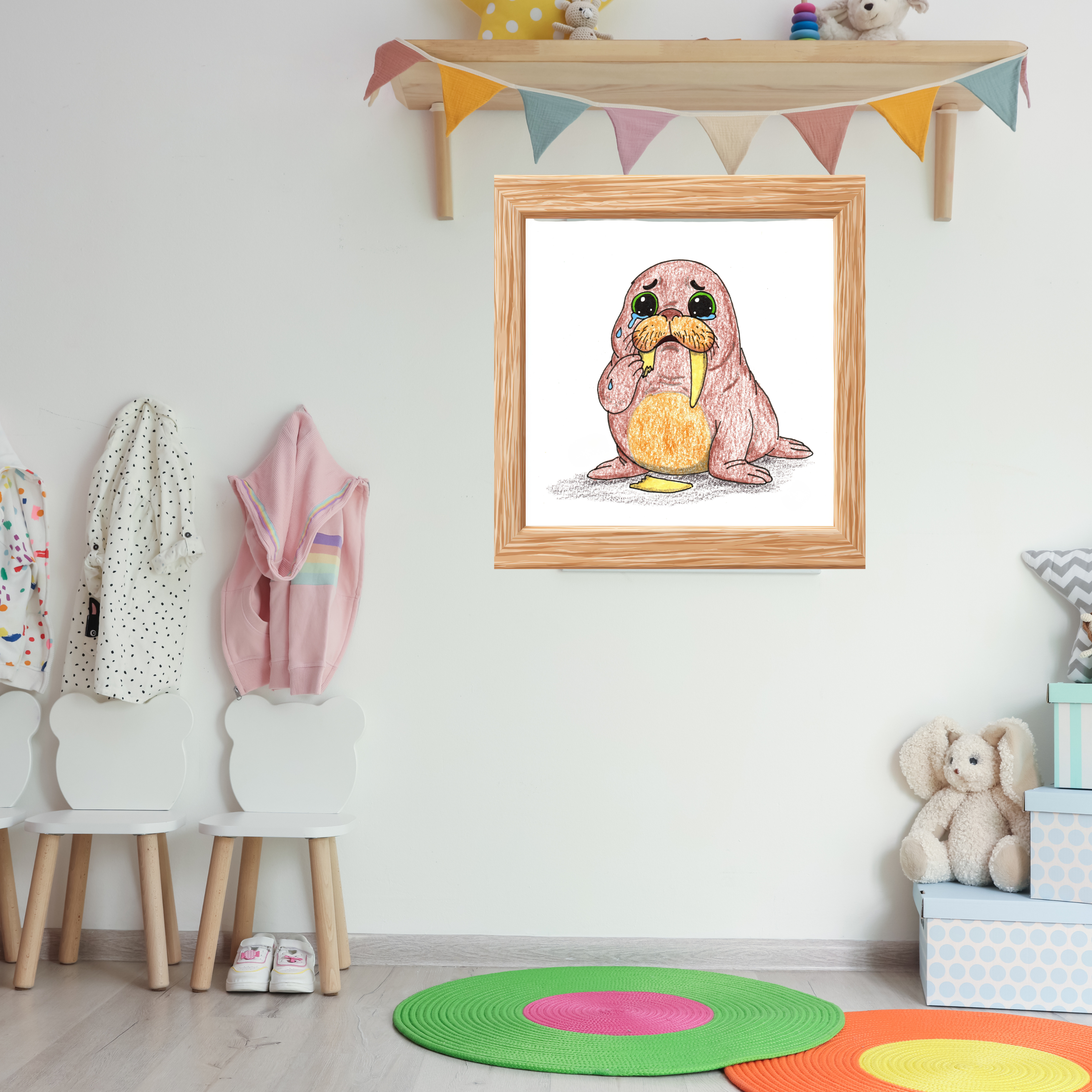 Walrus Broke His Tusk Wall Art Print, First Dentist Visit Decor, Brave Little Critters