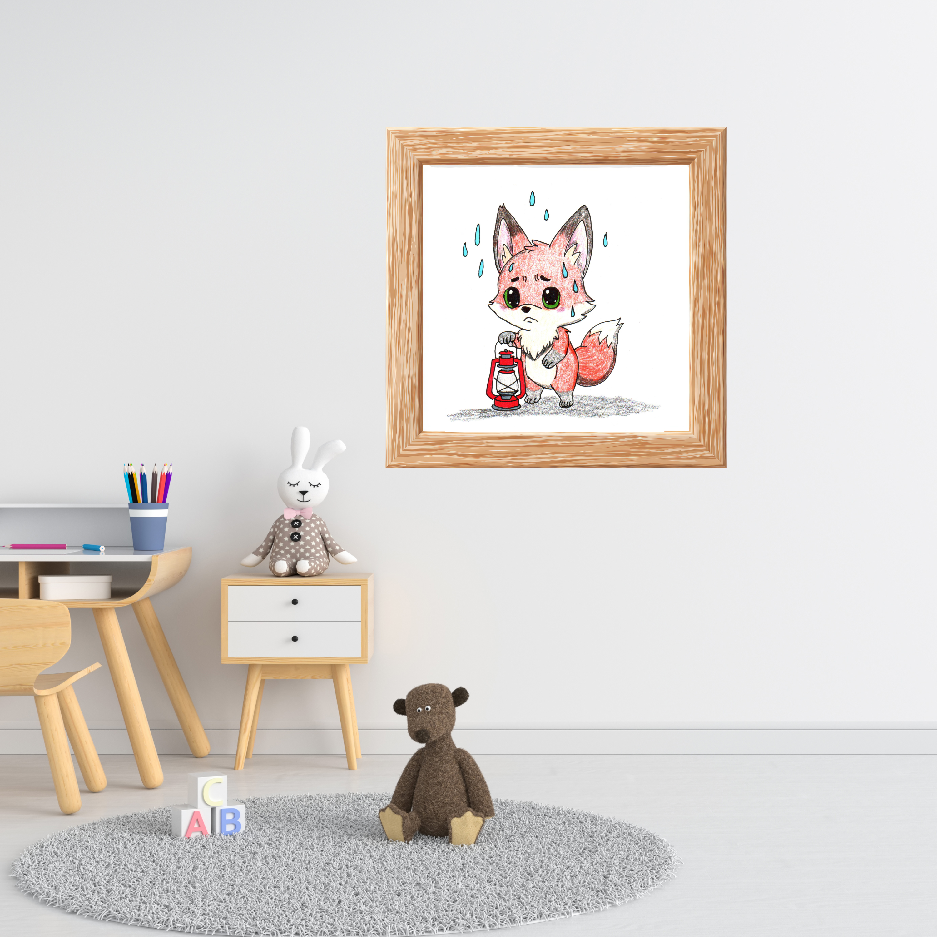 Lost Her Fire Fox Art Print | Hand Drawn Woodland Fox Wall Art | Lost & Found Critters