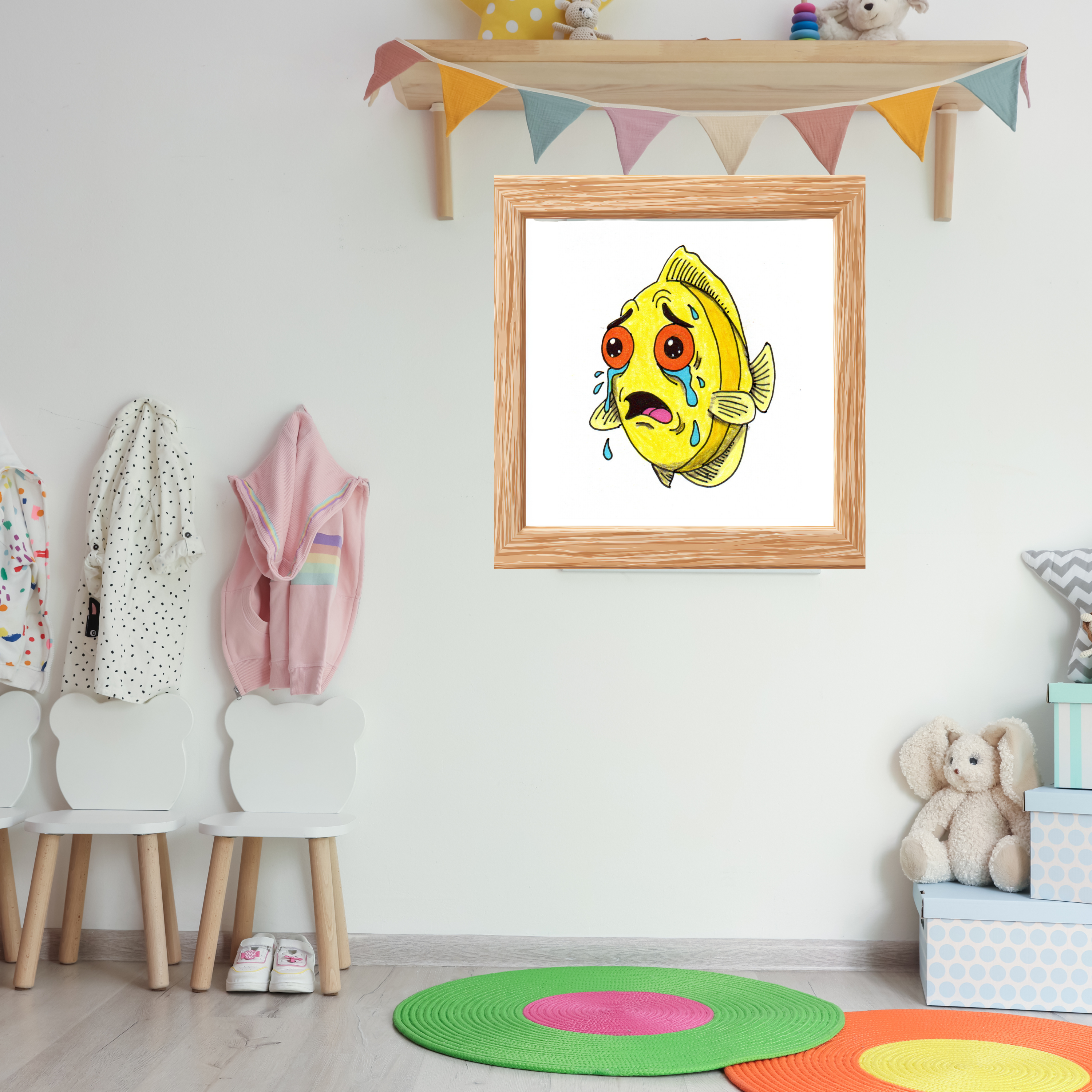 Sad Yellow Fish Lost Her Seaweed | Hand Drawn Lost & Found Critter Print | Printable Wall Art