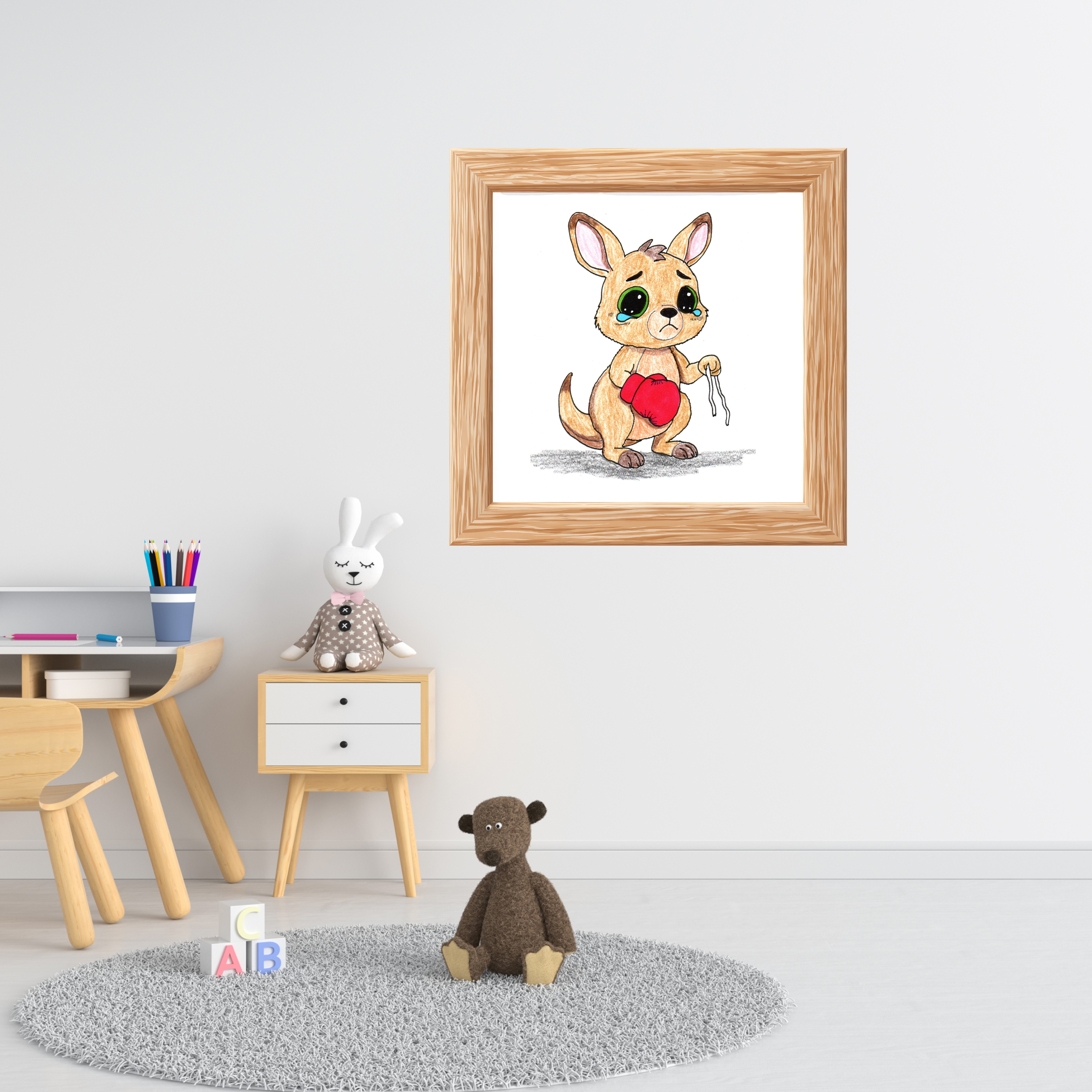 Lost & Found Kangaroo Print | She Lost It Boxing Kangaroo Wall Art | Hand Drawn Animal Decor