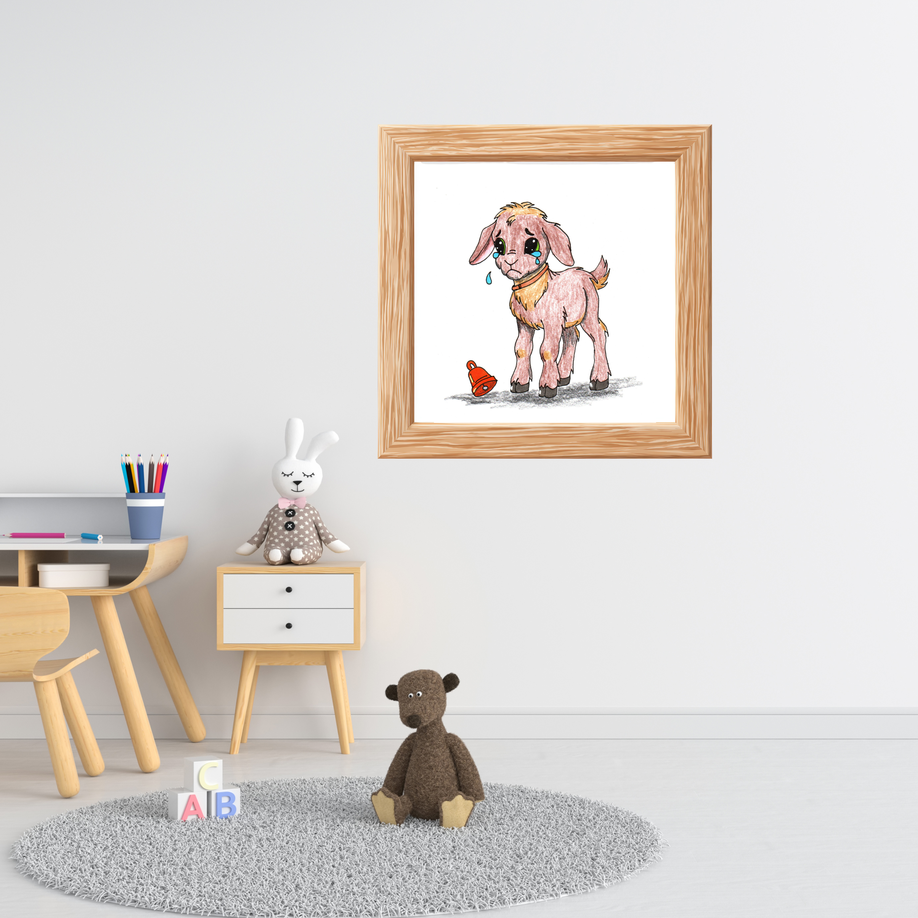 Lost & Found Goat Print | She Lost Her Bell Farm Animal Wall Art | Hand Drawn Critter Decor